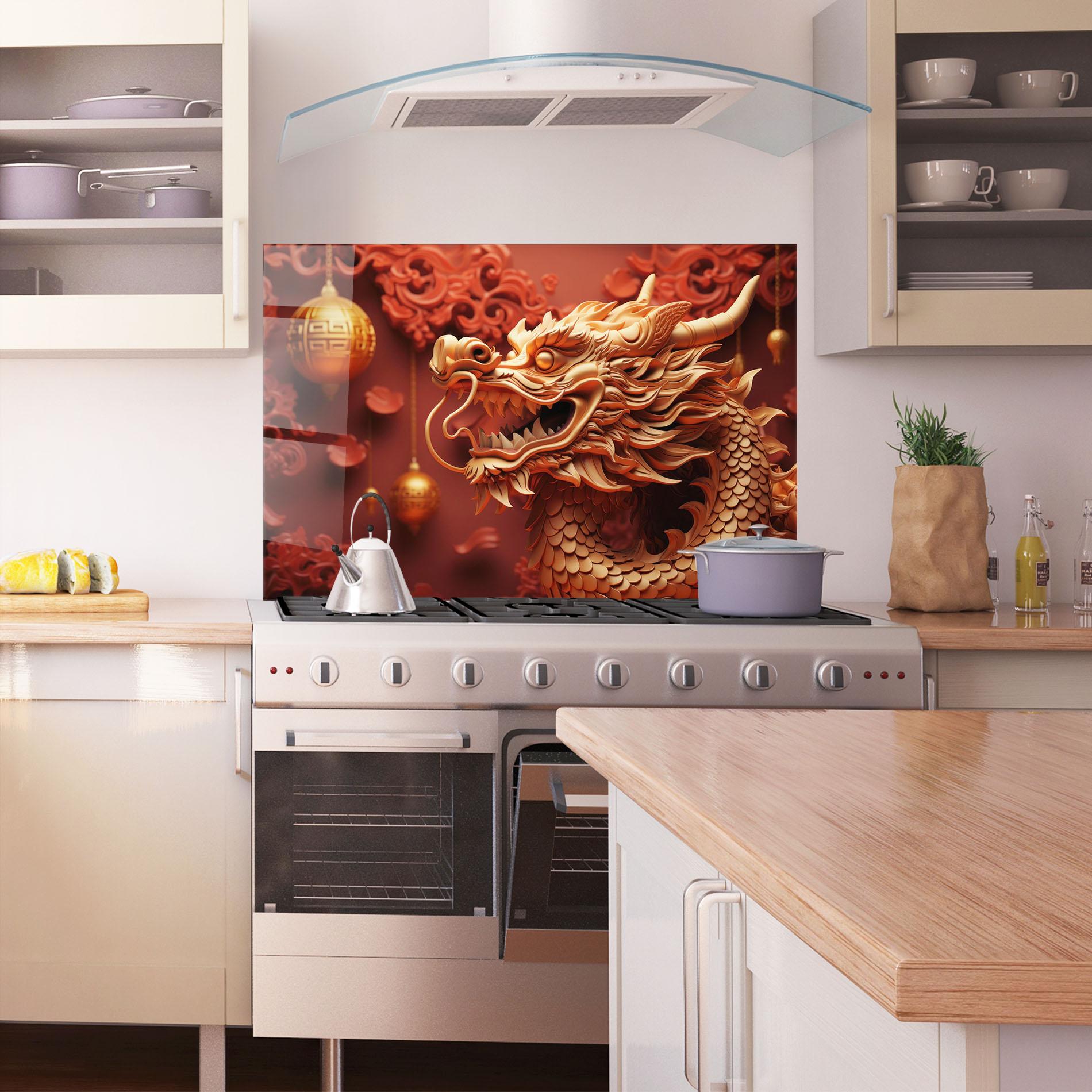 Küchenrückwand Glas Red Chinese mockup 1