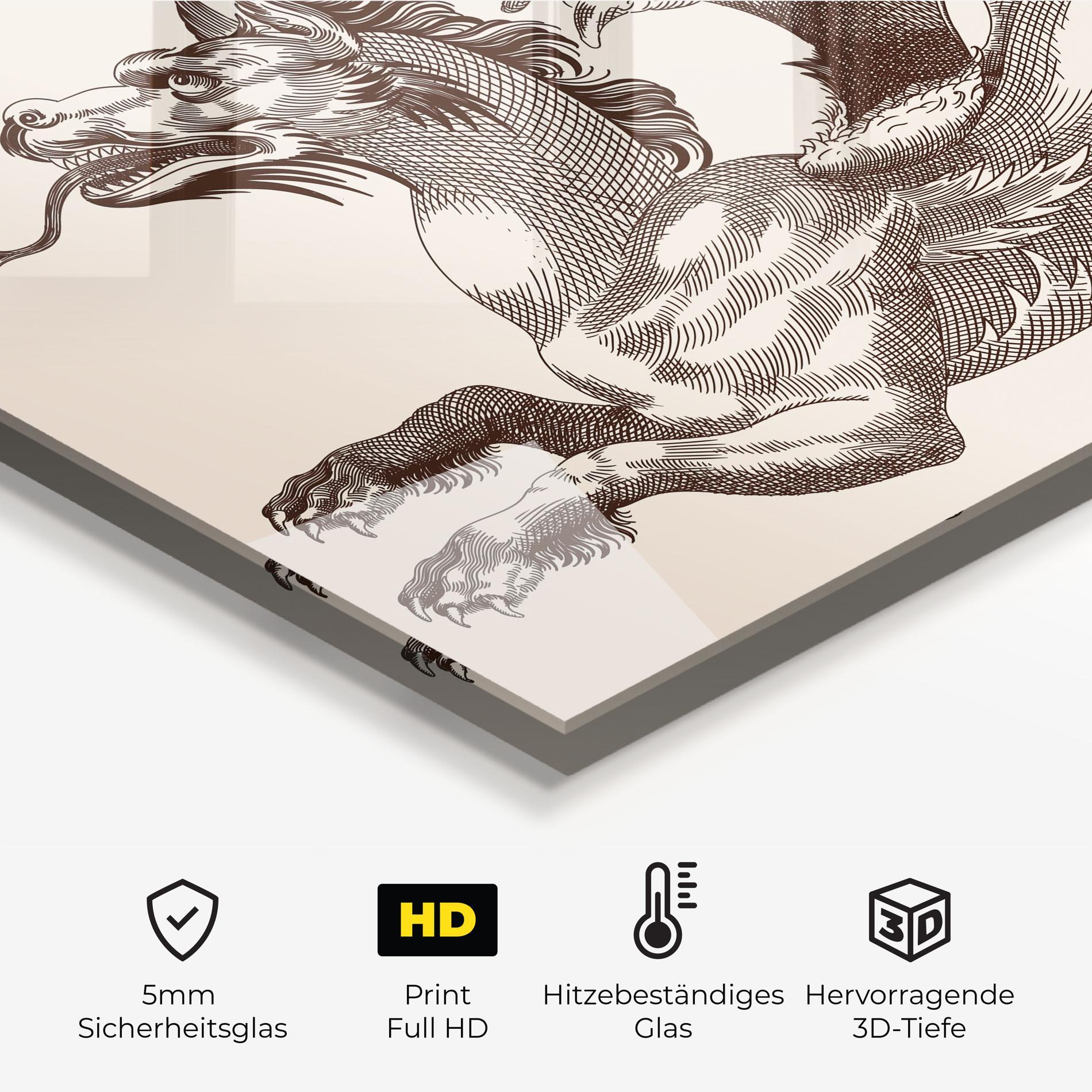 Küchenrückwand Glas Brown Dragon mockup 2