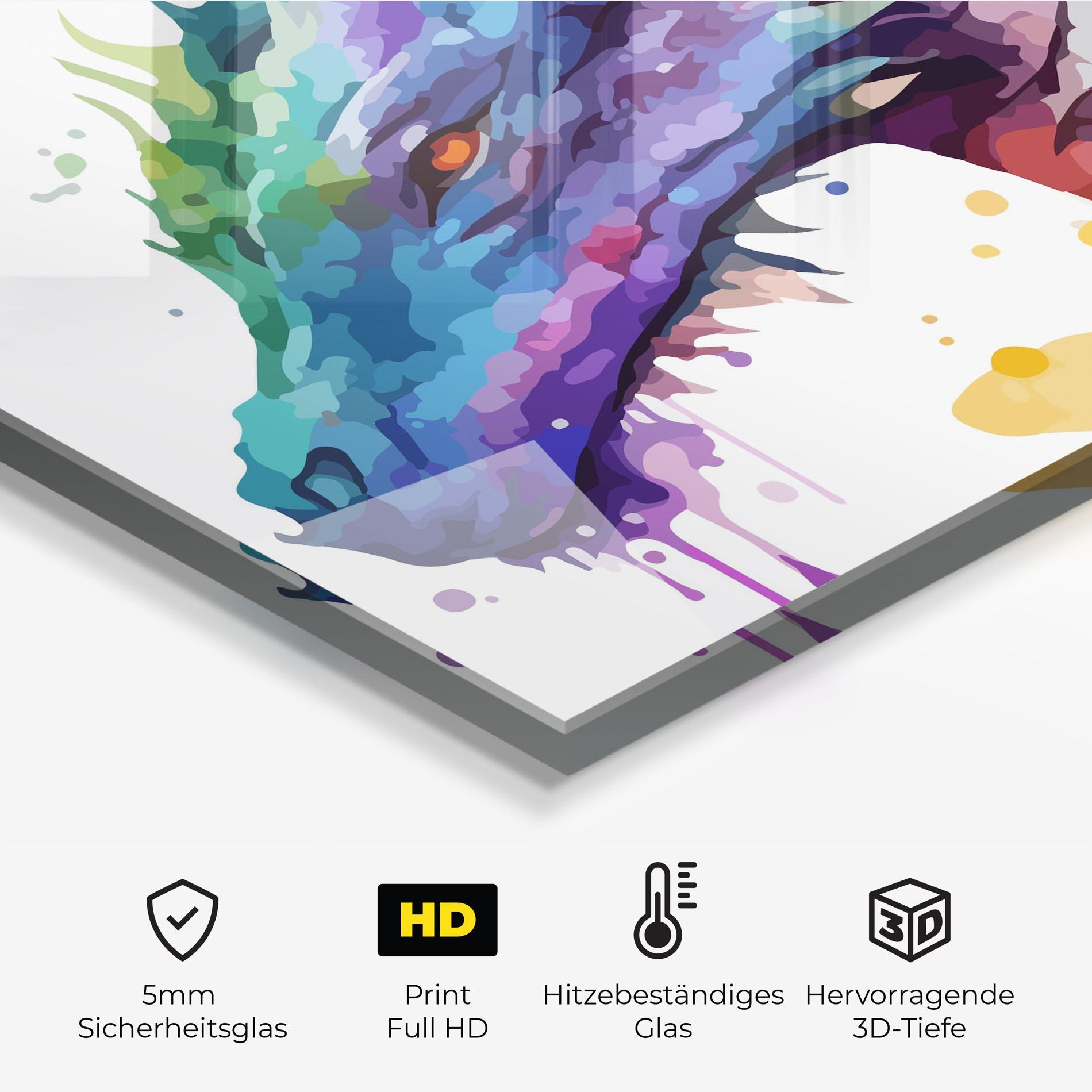 Küchenrückwand Glas Colourful Dragon mockup 2