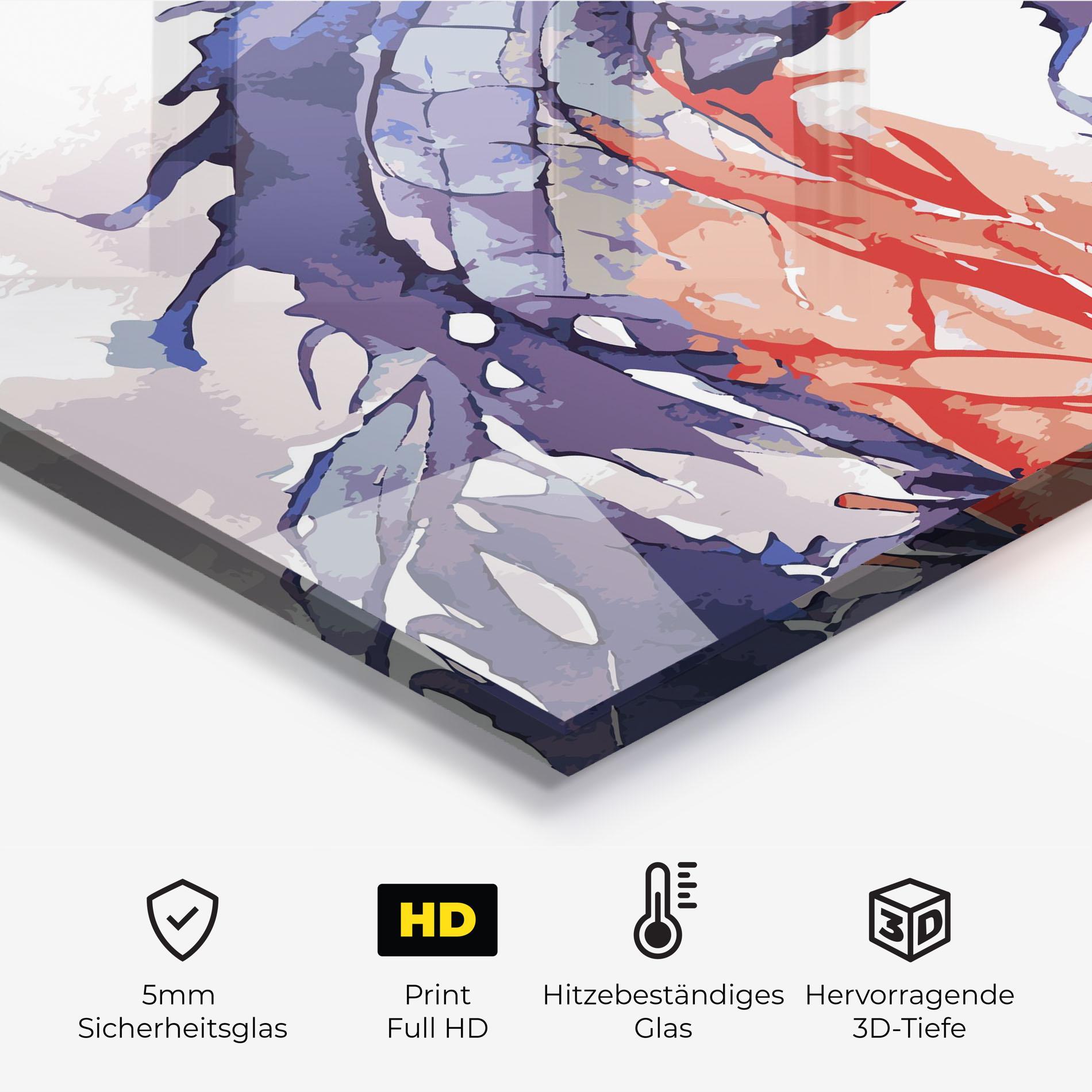 Küchenrückwand Glas Purple Orange Dragon mockup 2