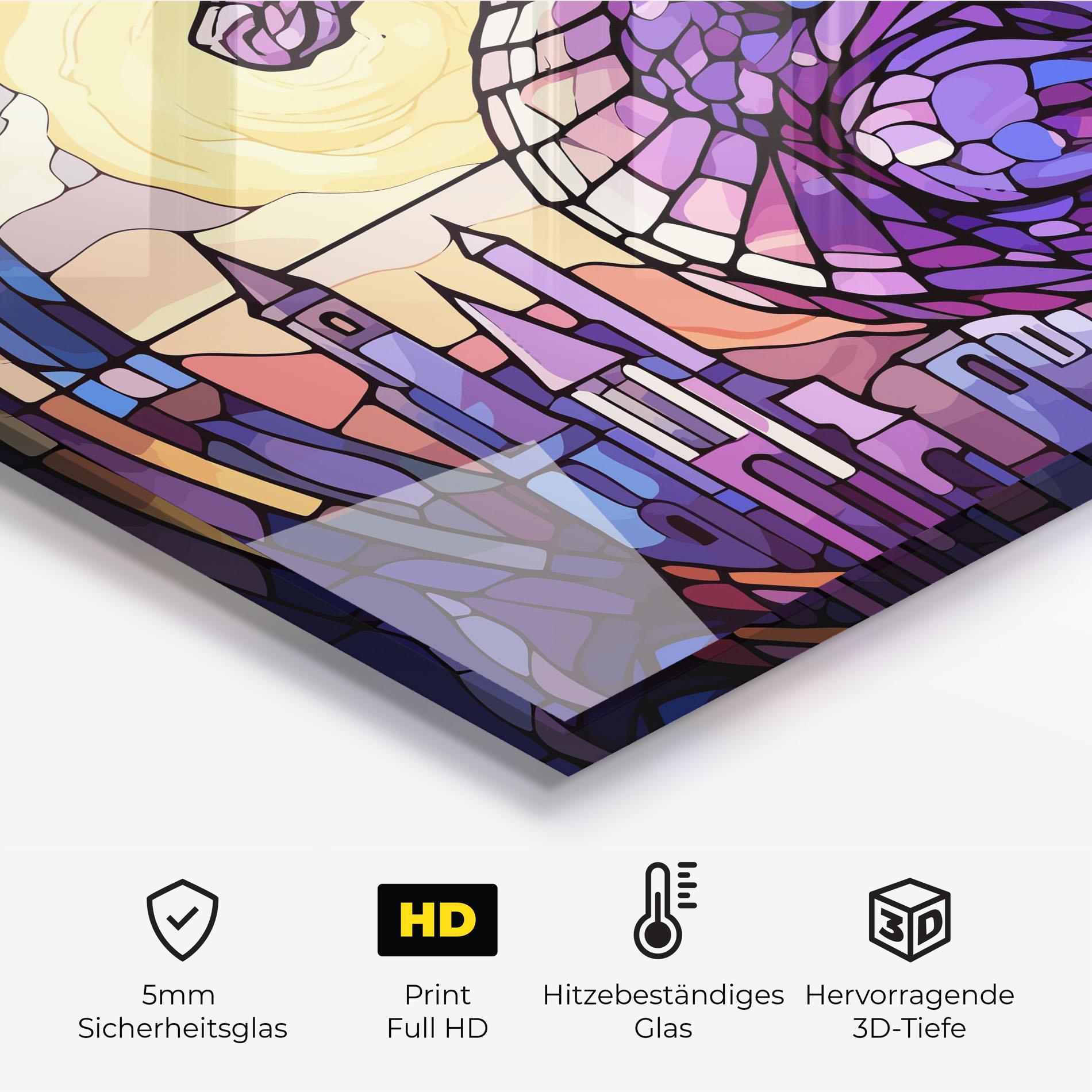 Küchenrückwand Glas Purple Pretty Dragon mockup 2
