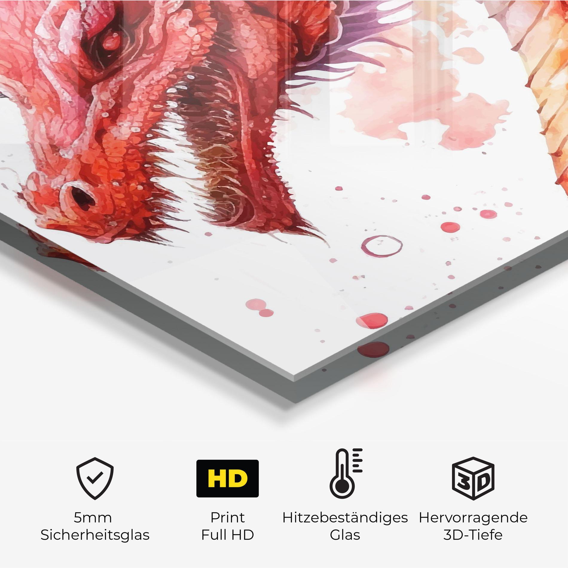 Küchenrückwand Glas Red Dragon Art mockup 2