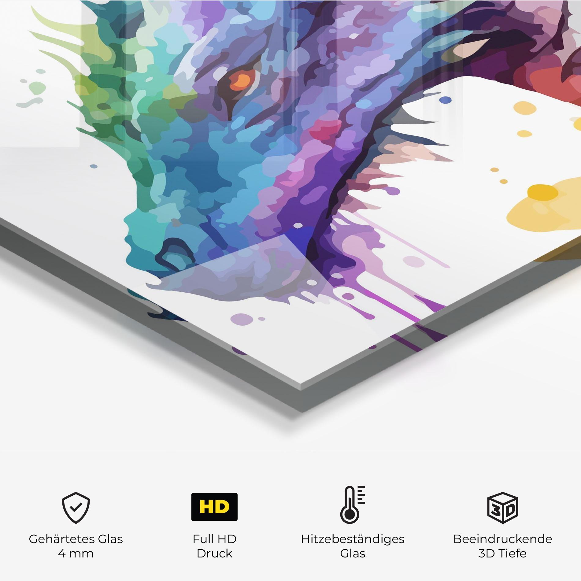 Küchenrückwand Glas Colourful Dragon mockup 2
