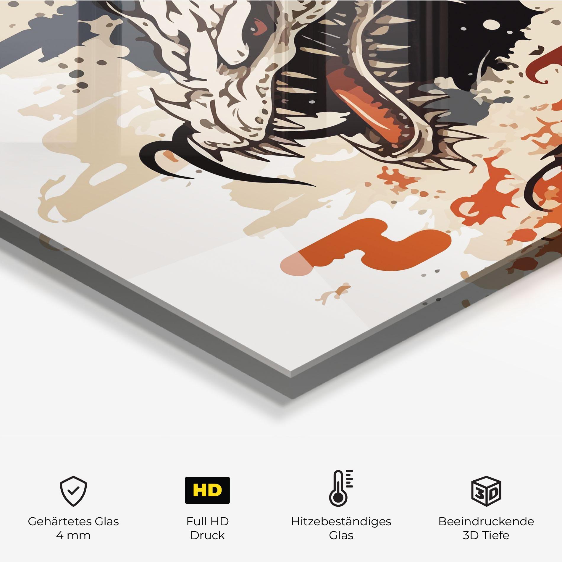 Küchenrückwand Glas Cream Dragon Art mockup 2