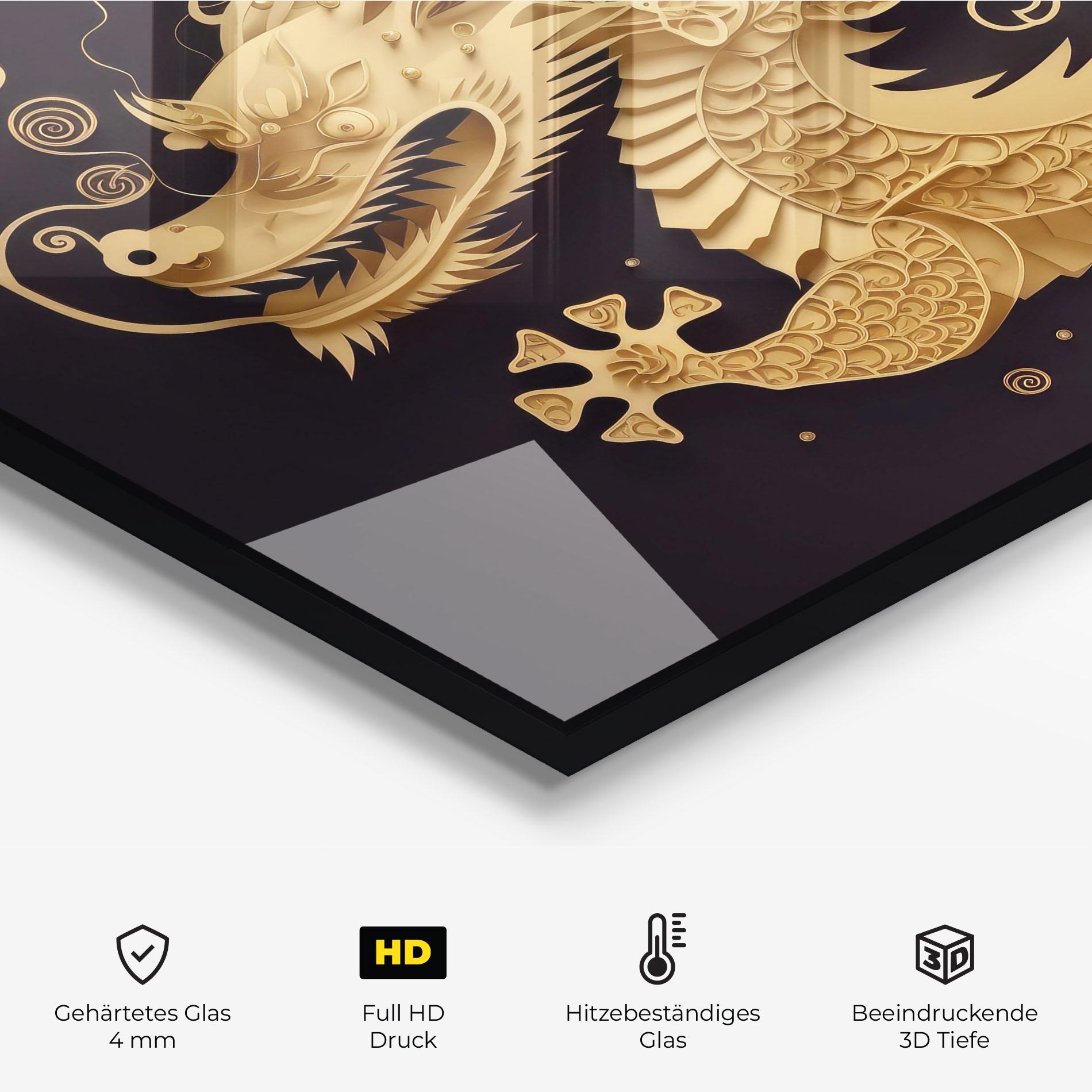 Küchenrückwand Glas Dragon Zodiac Sign mockup 2