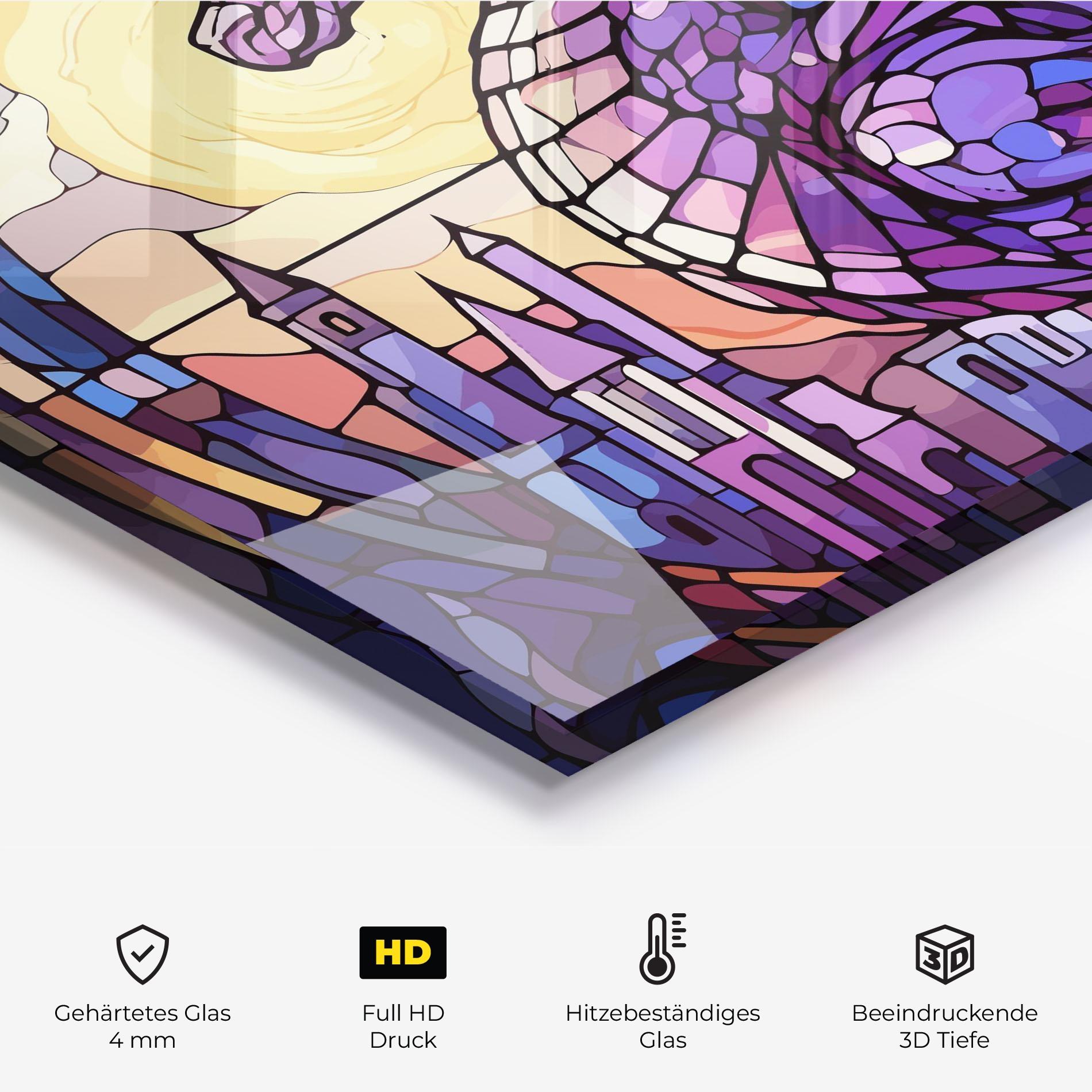 Küchenrückwand Glas Purple Pretty Dragon mockup 2