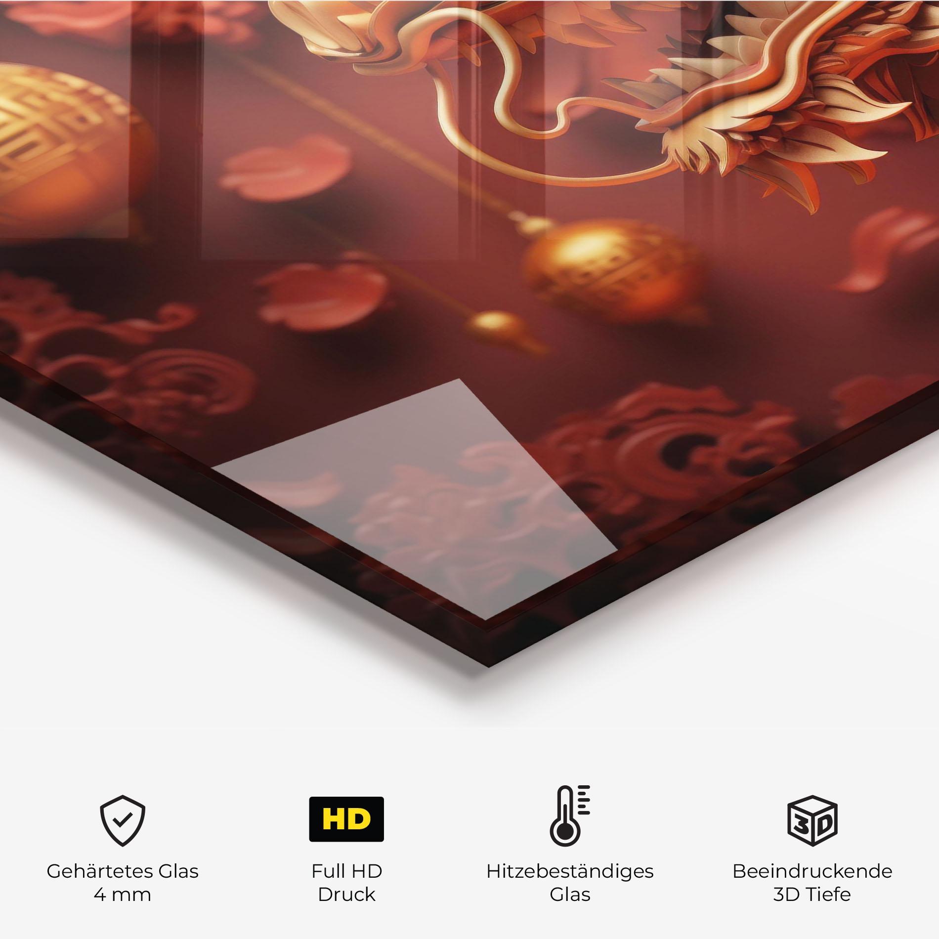 Küchenrückwand Glas Red Chinese mockup 2