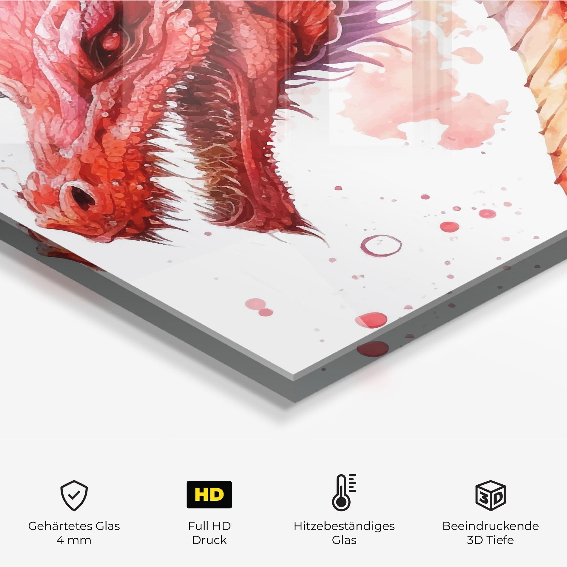 Küchenrückwand Glas Red Dragon Art mockup 2