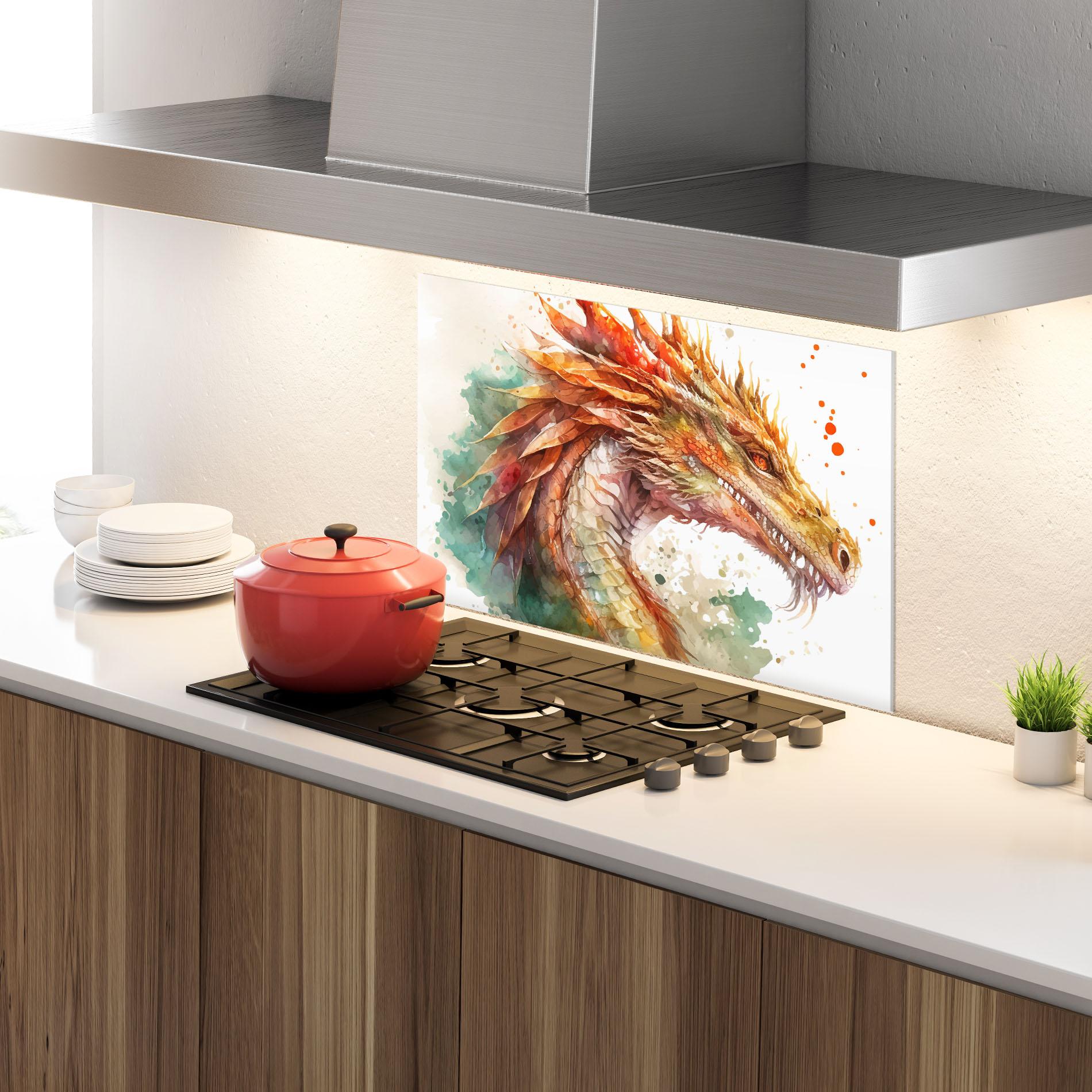 Küchenrückwand Glas Earth Dragon mockup 4