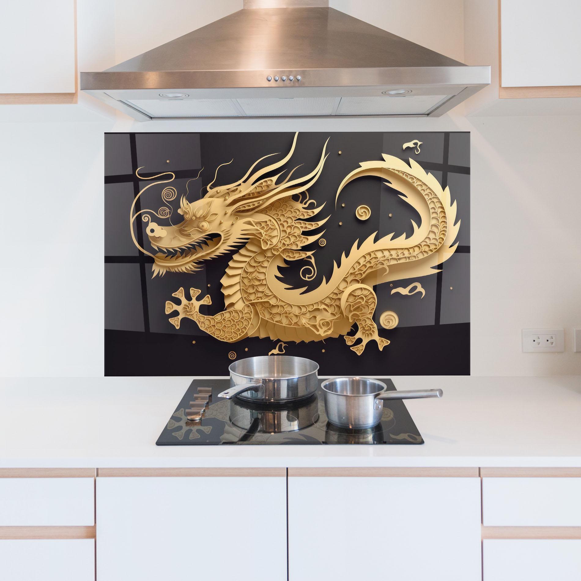 Küchenrückwand Glas Dragon Zodiac Sign mockup 5