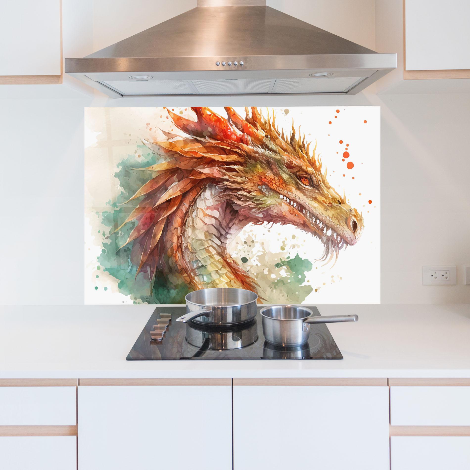 Küchenrückwand Glas Earth Dragon mockup 5
