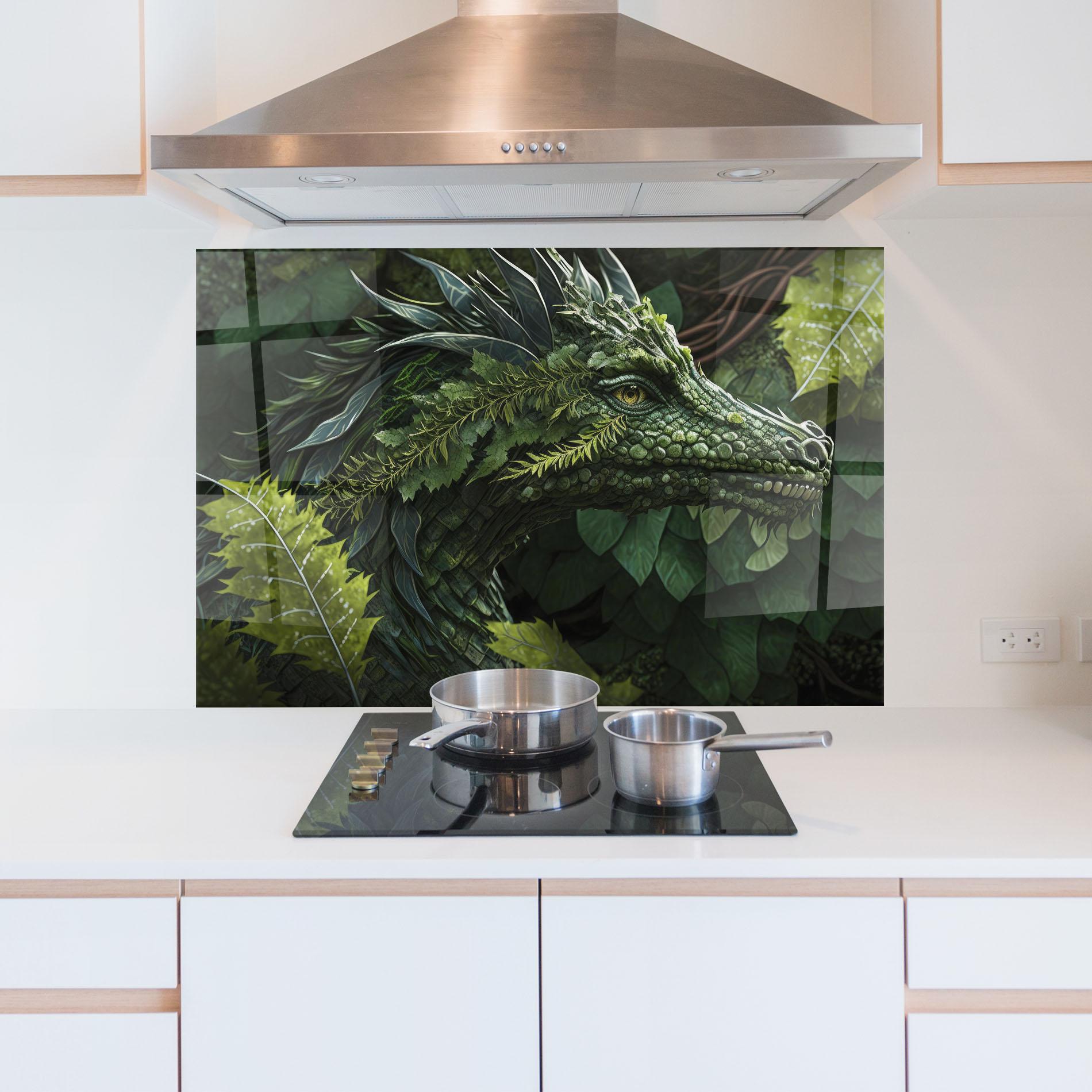 Küchenrückwand Glas Forest Dragon mockup 5
