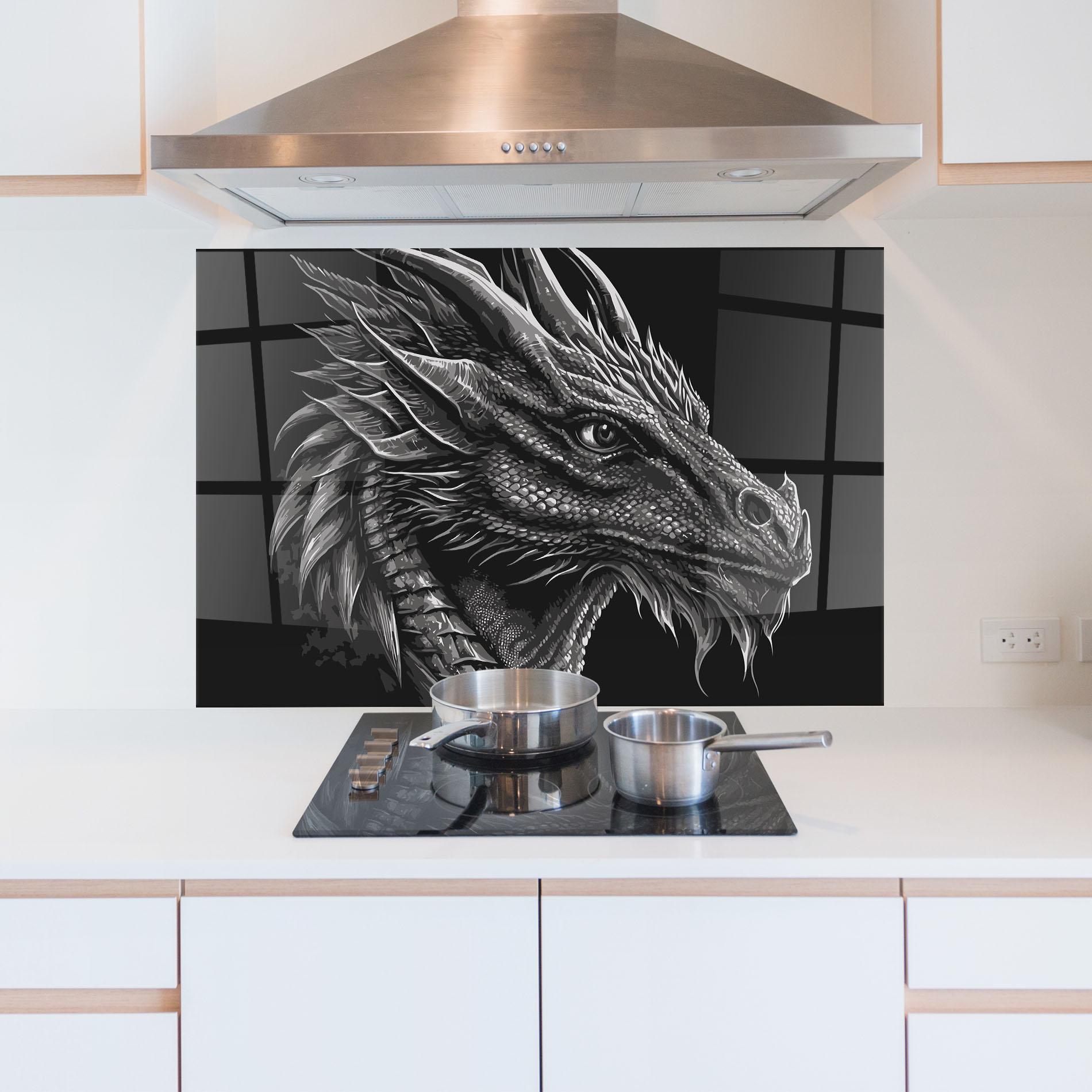 Küchenrückwand Glas Grey Dragon mockup 5