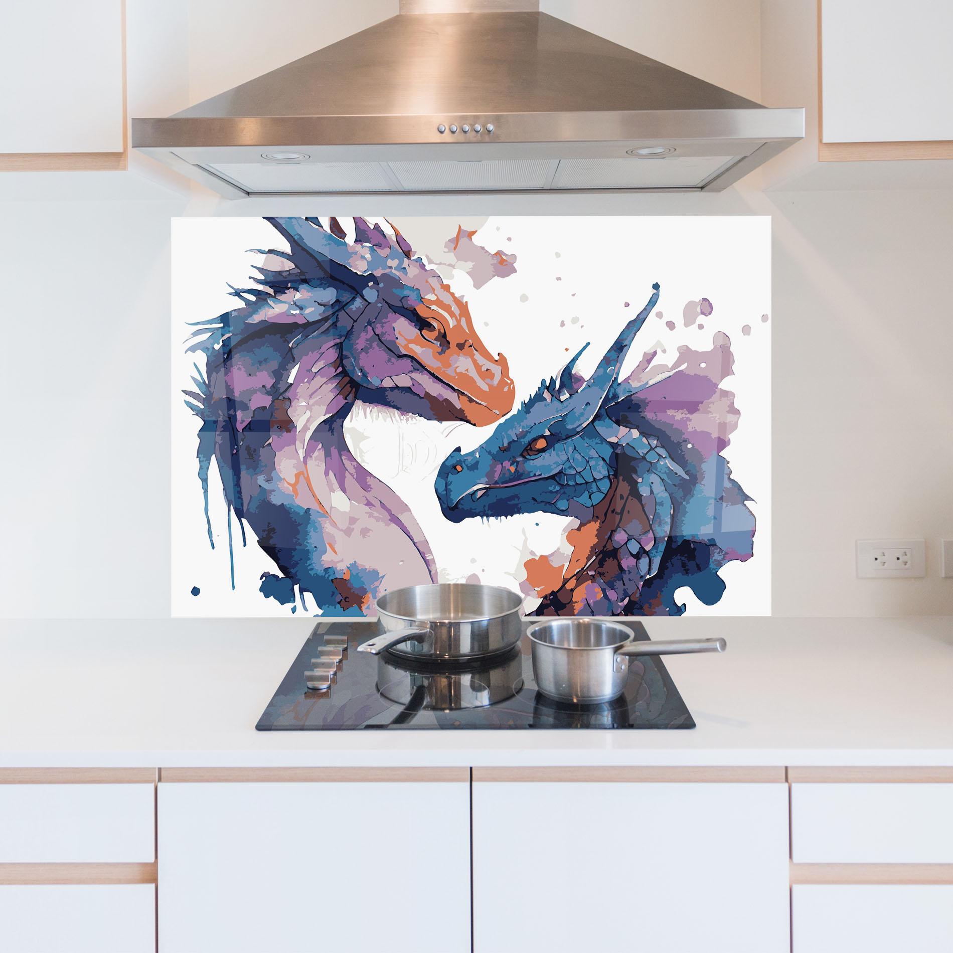 Küchenrückwand Glas Purple Cute Dragon mockup 5