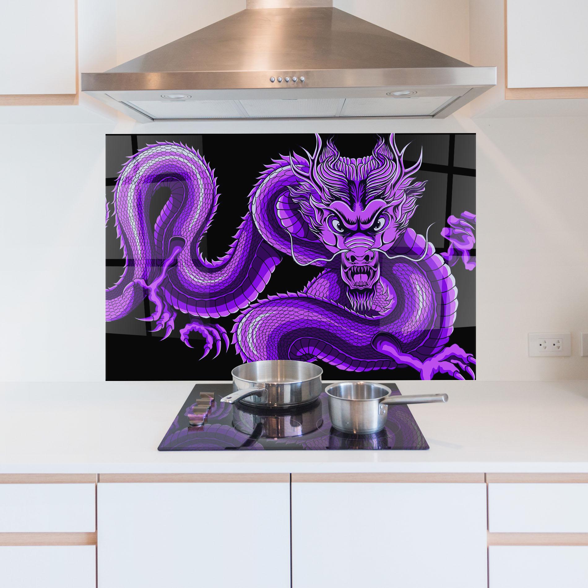 Küchenrückwand Glas Purple Dragon mockup 5