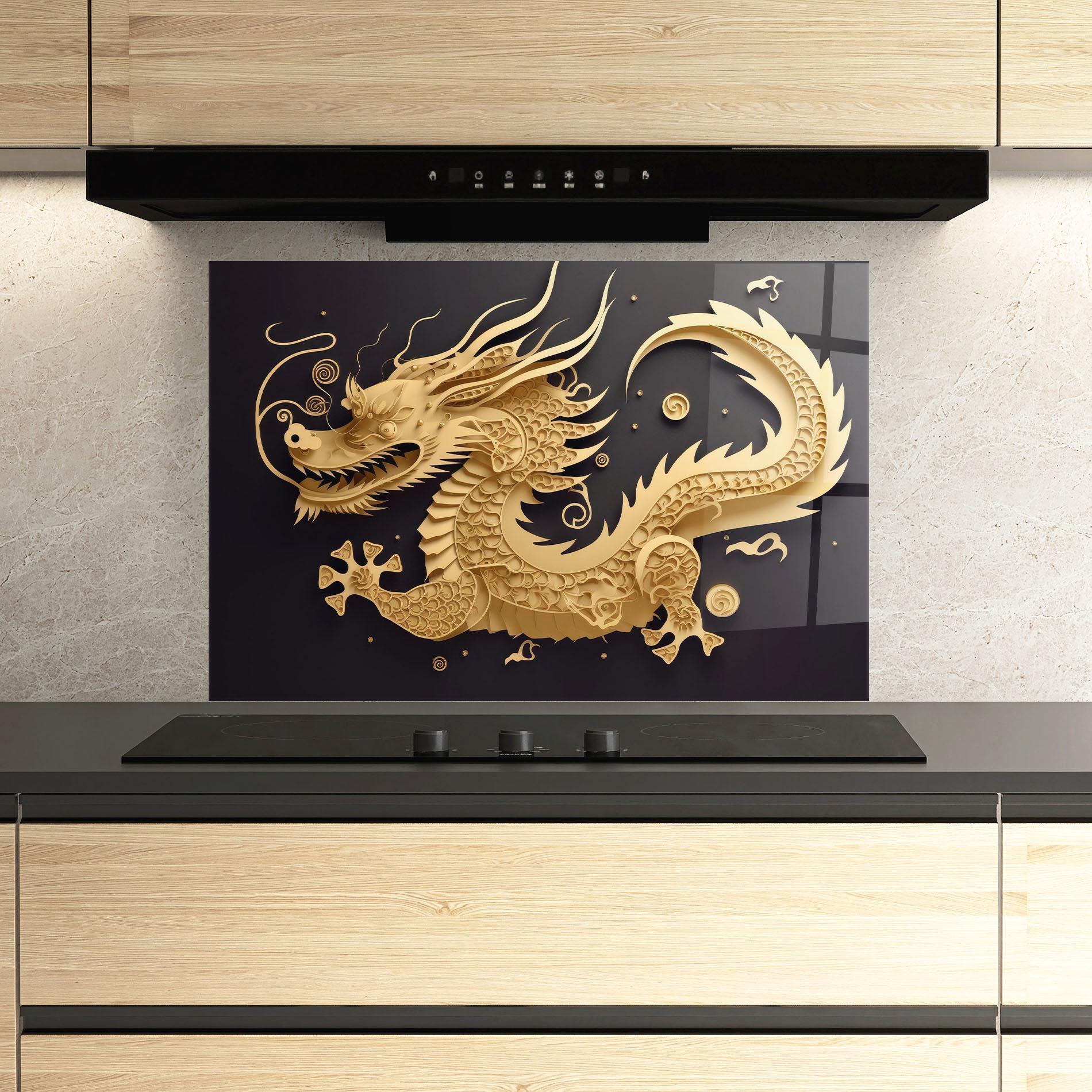 Küchenrückwand Glas Dragon Zodiac Sign mockup 3