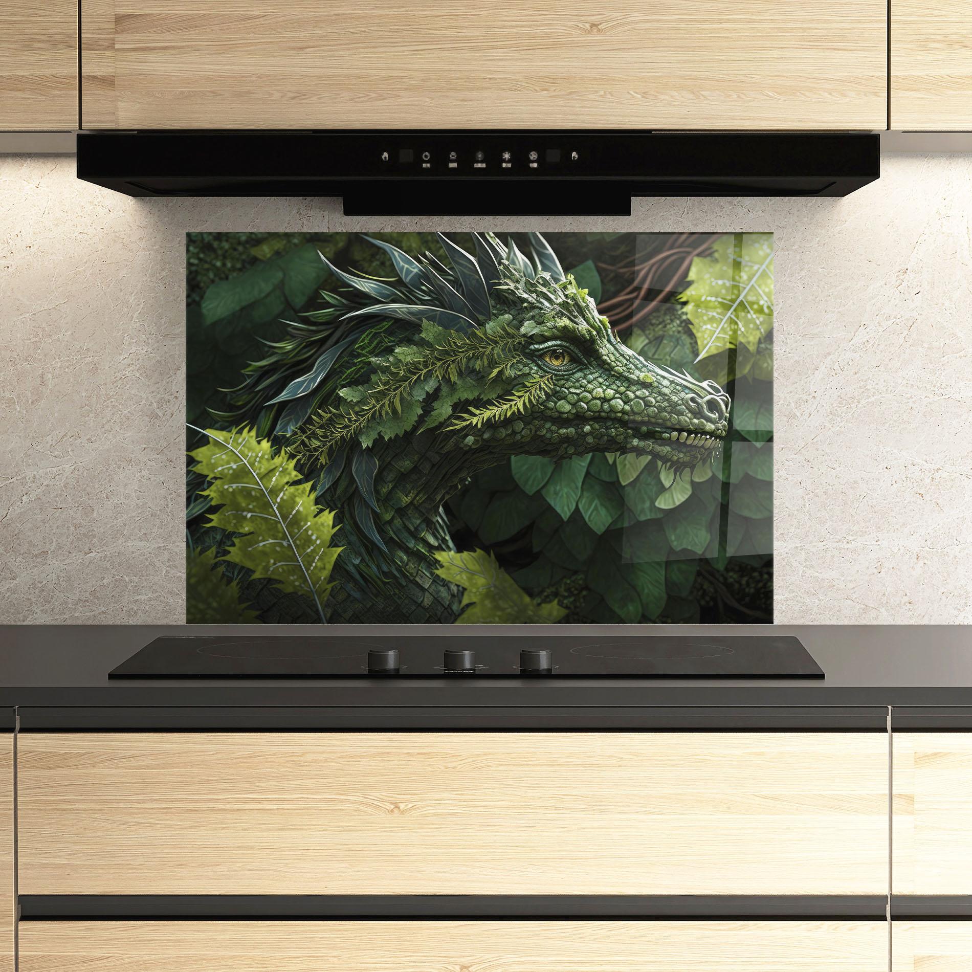 Küchenrückwand Glas Forest Dragon mockup 3
