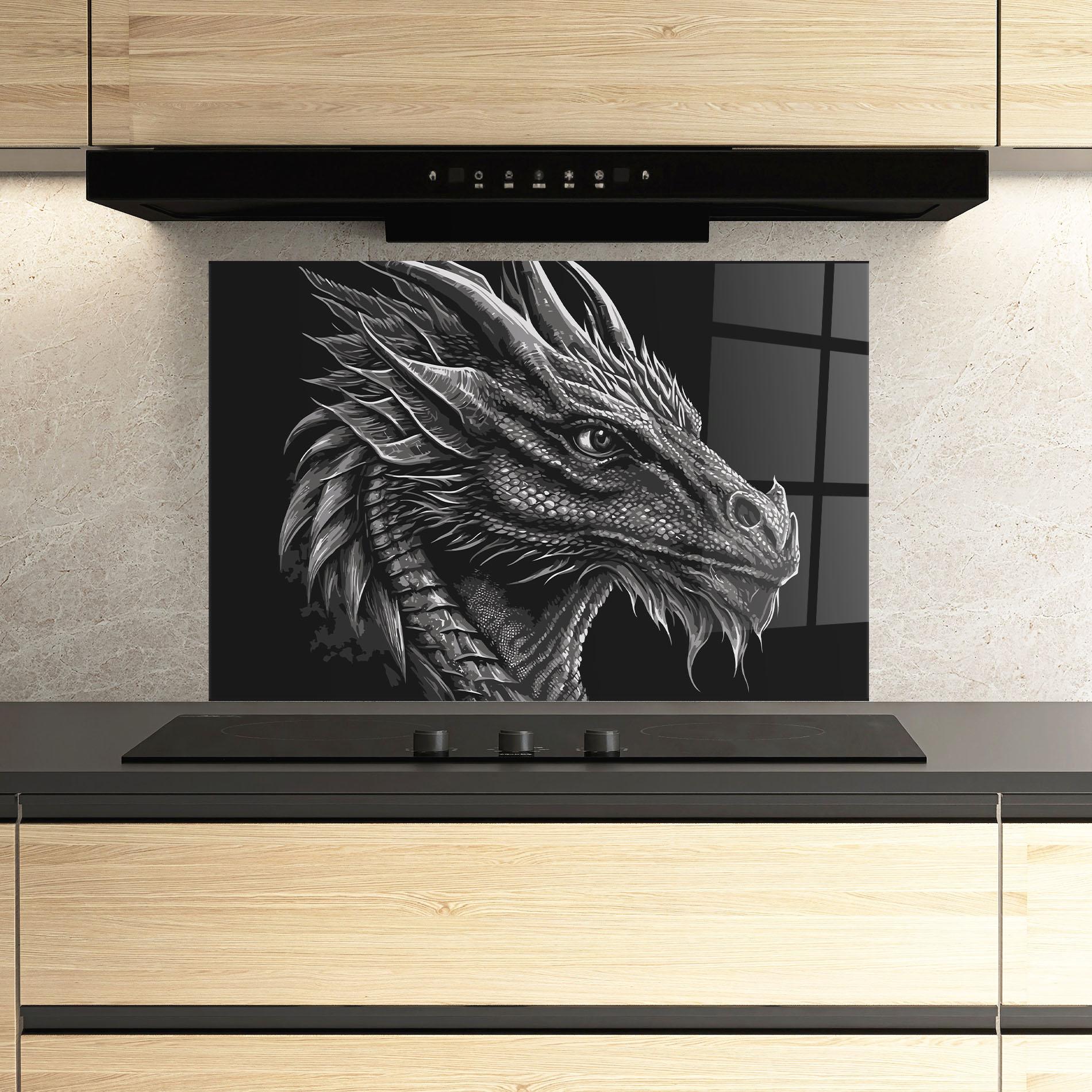 Küchenrückwand Glas Grey Dragon mockup 3
