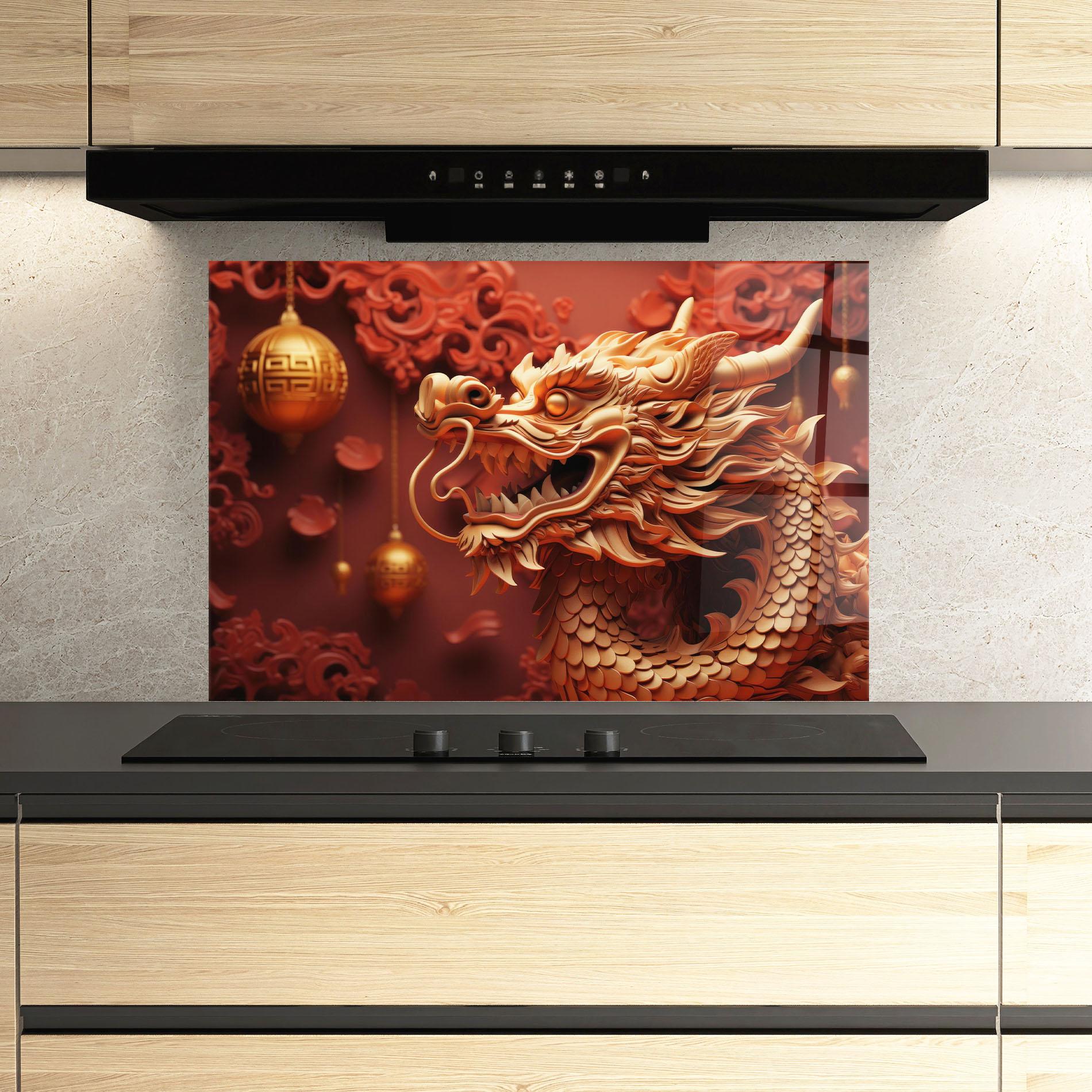 Küchenrückwand Glas Red Chinese mockup 3
