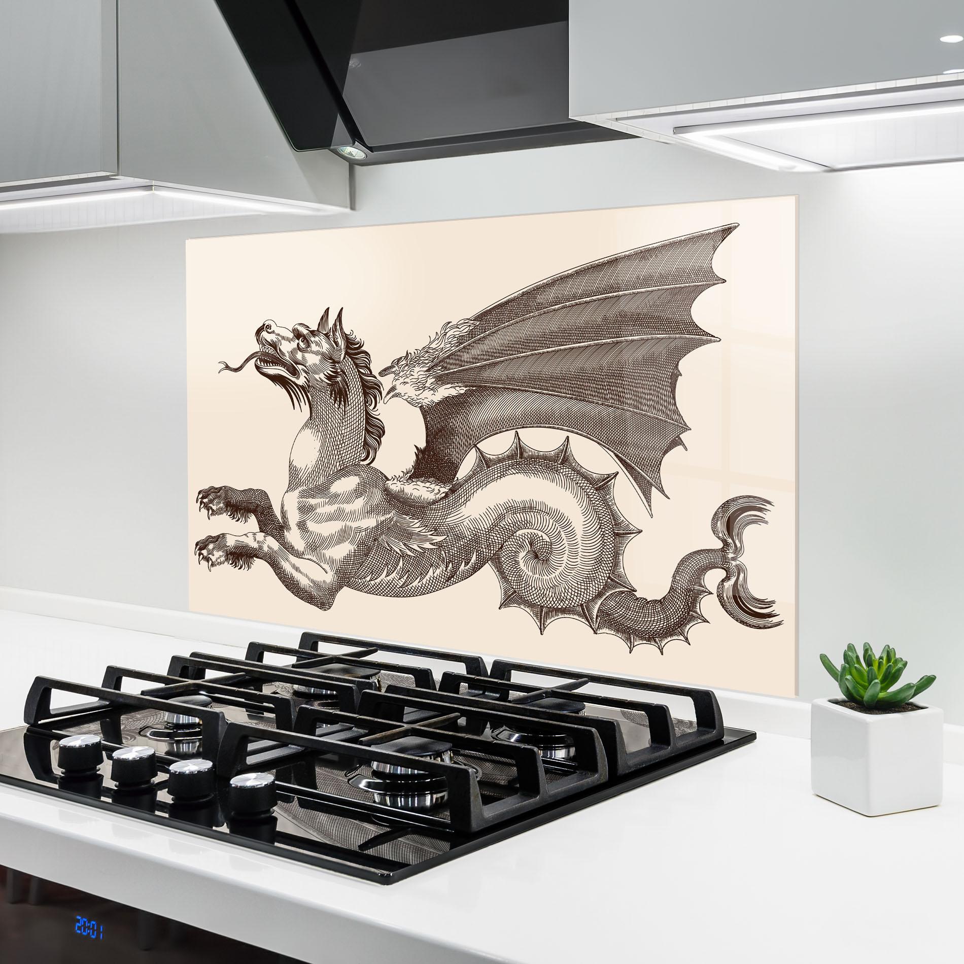 Küchenrückwand Glas Brown Dragon mockup 6
