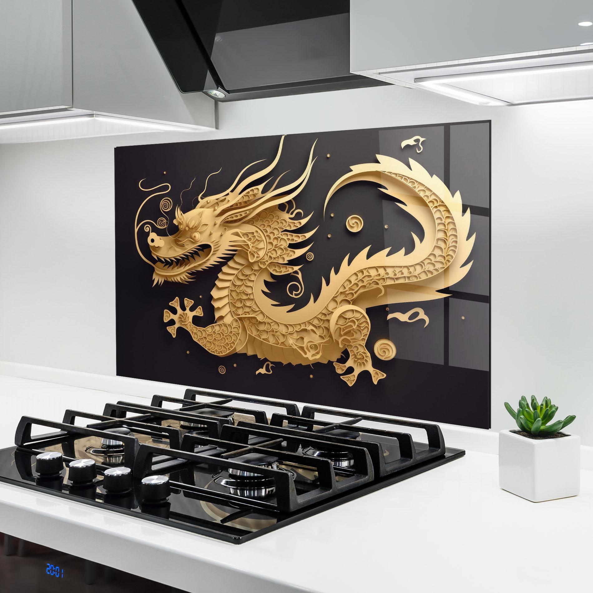 Küchenrückwand Glas Dragon Zodiac Sign mockup 6
