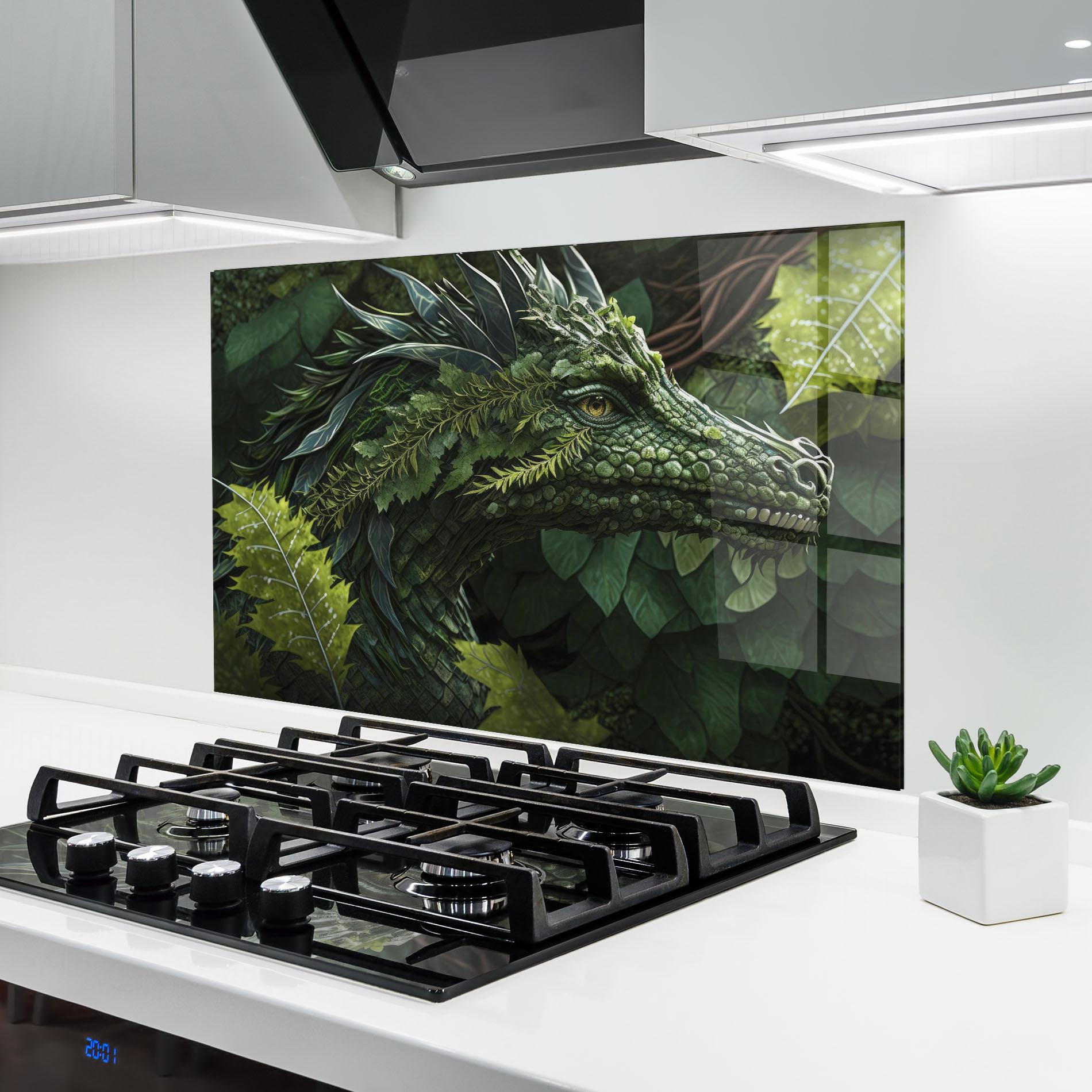 Küchenrückwand Glas Forest Dragon mockup 6