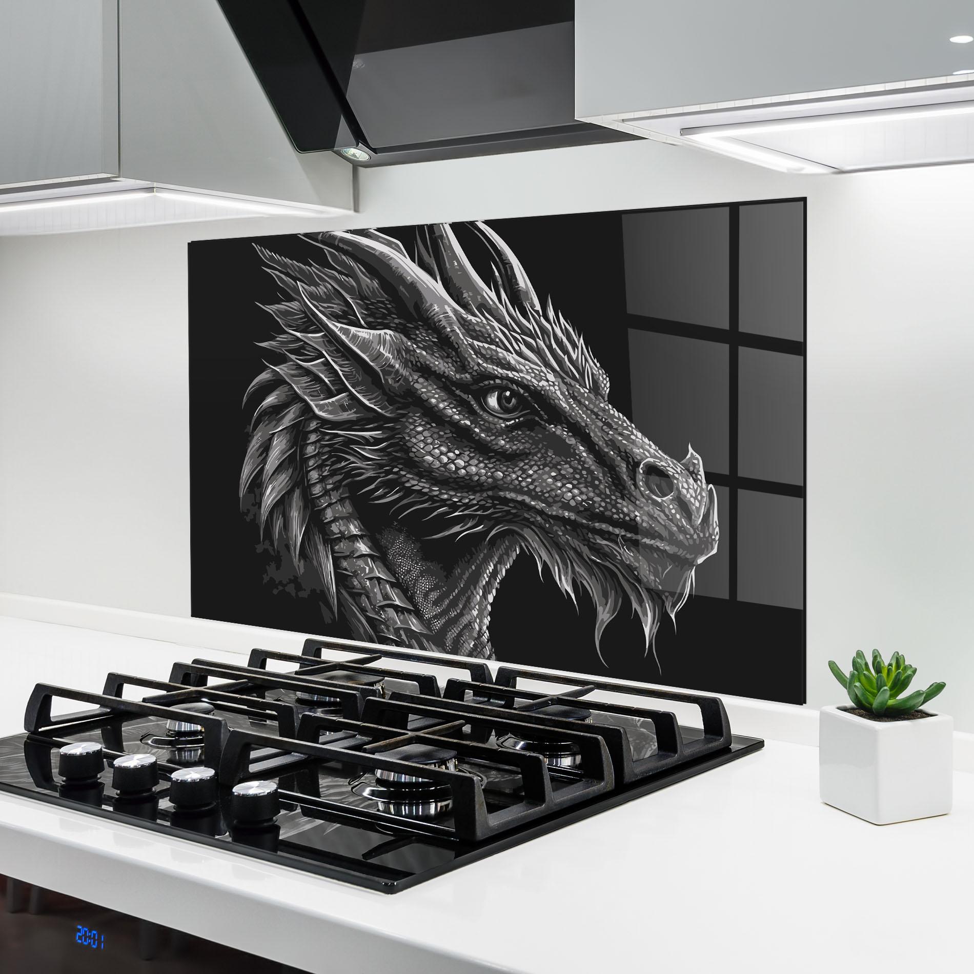 Küchenrückwand Glas Grey Dragon mockup 6