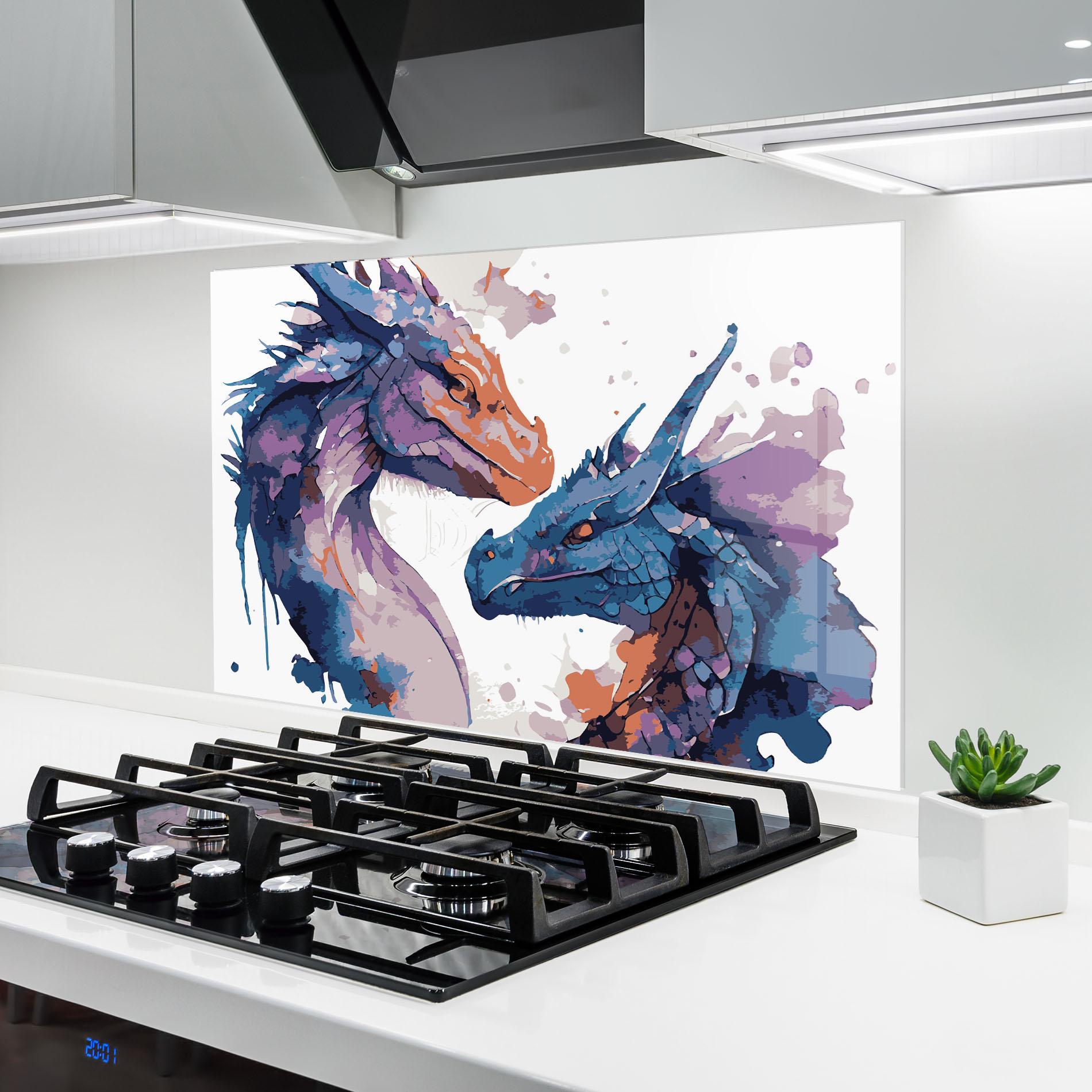 Küchenrückwand Glas Purple Cute Dragon mockup 6