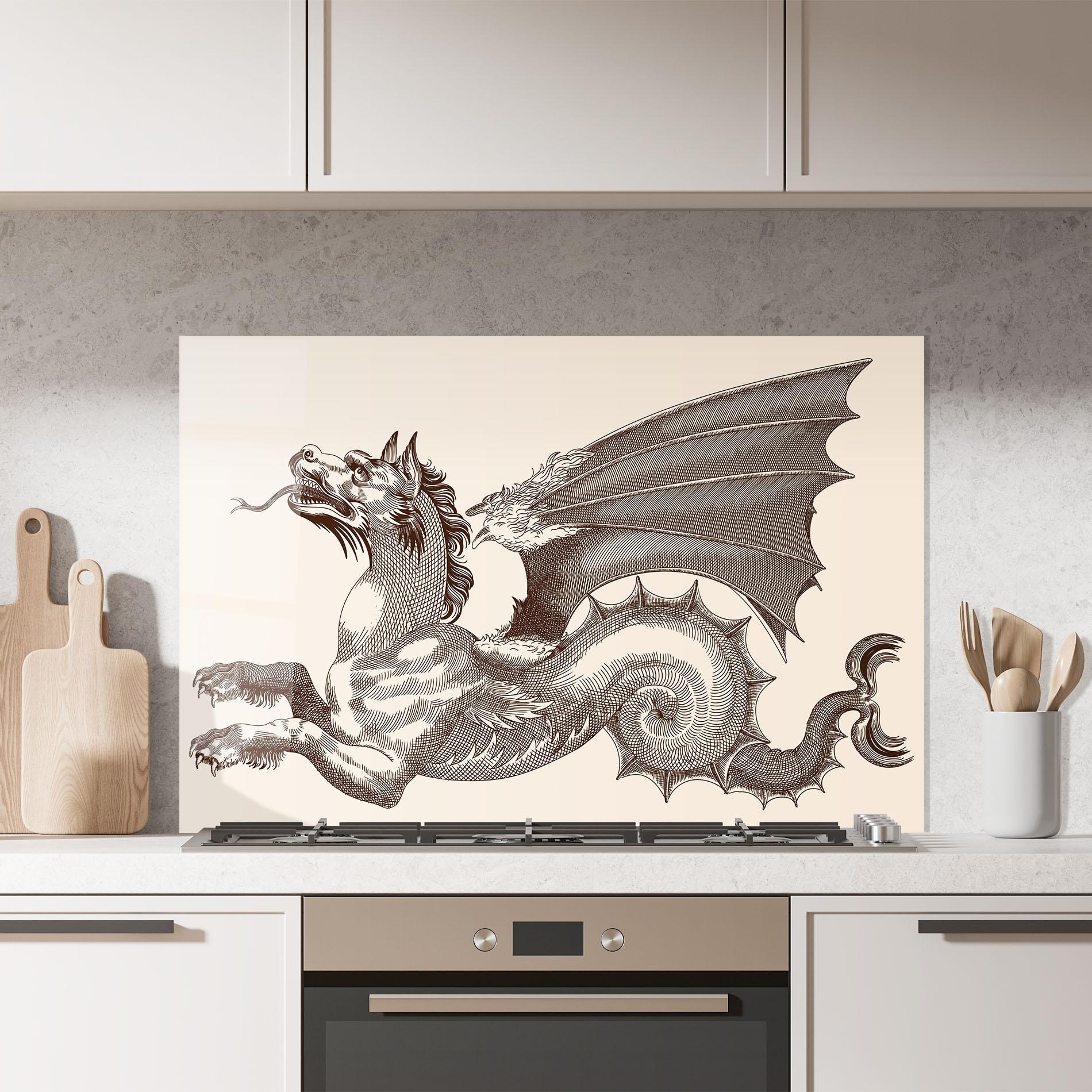 Küchenrückwand Glas Brown Dragon mockup 7