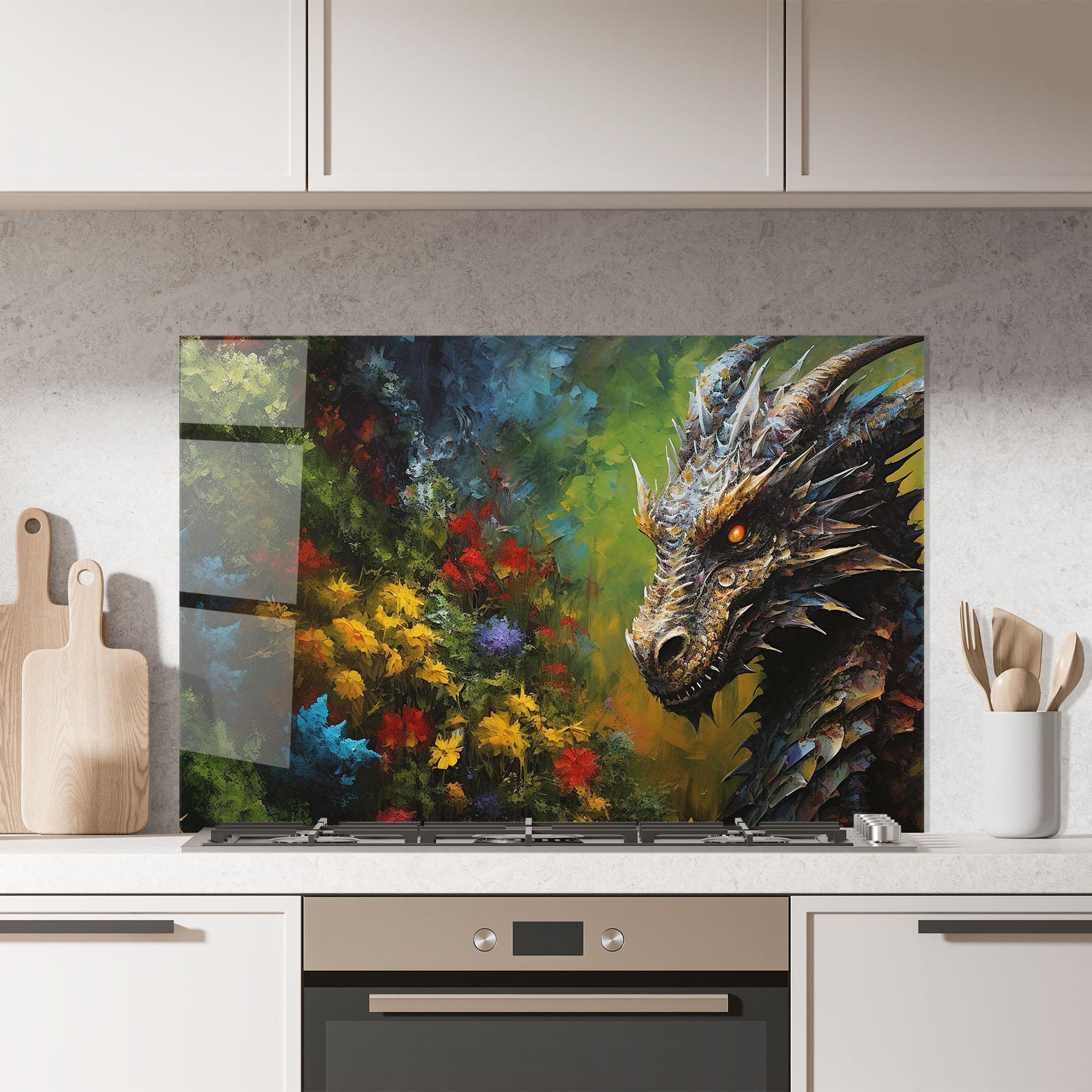 Küchenrückwand Glas Dragon In Nature mockup 7