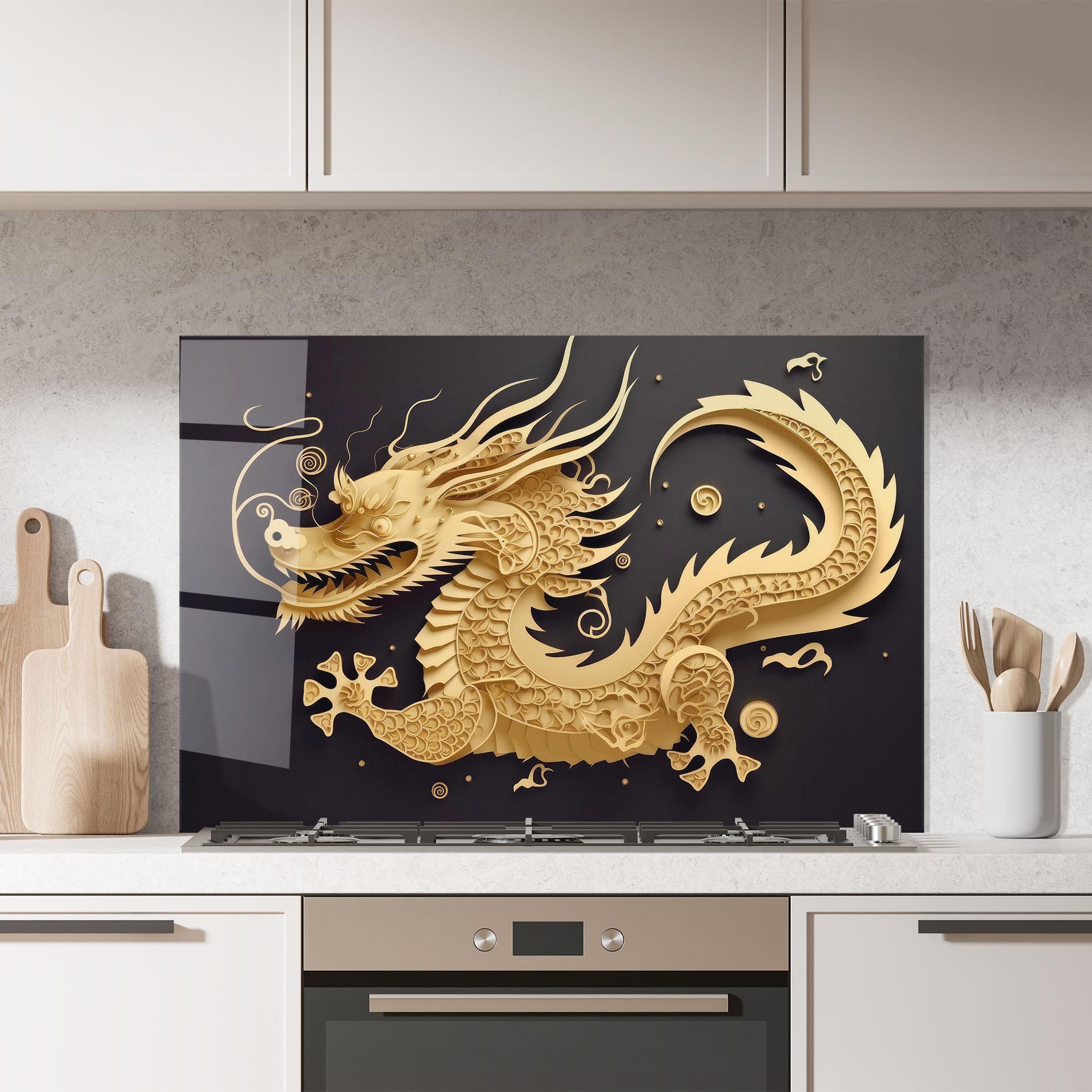 Küchenrückwand Glas Dragon Zodiac Sign mockup 7
