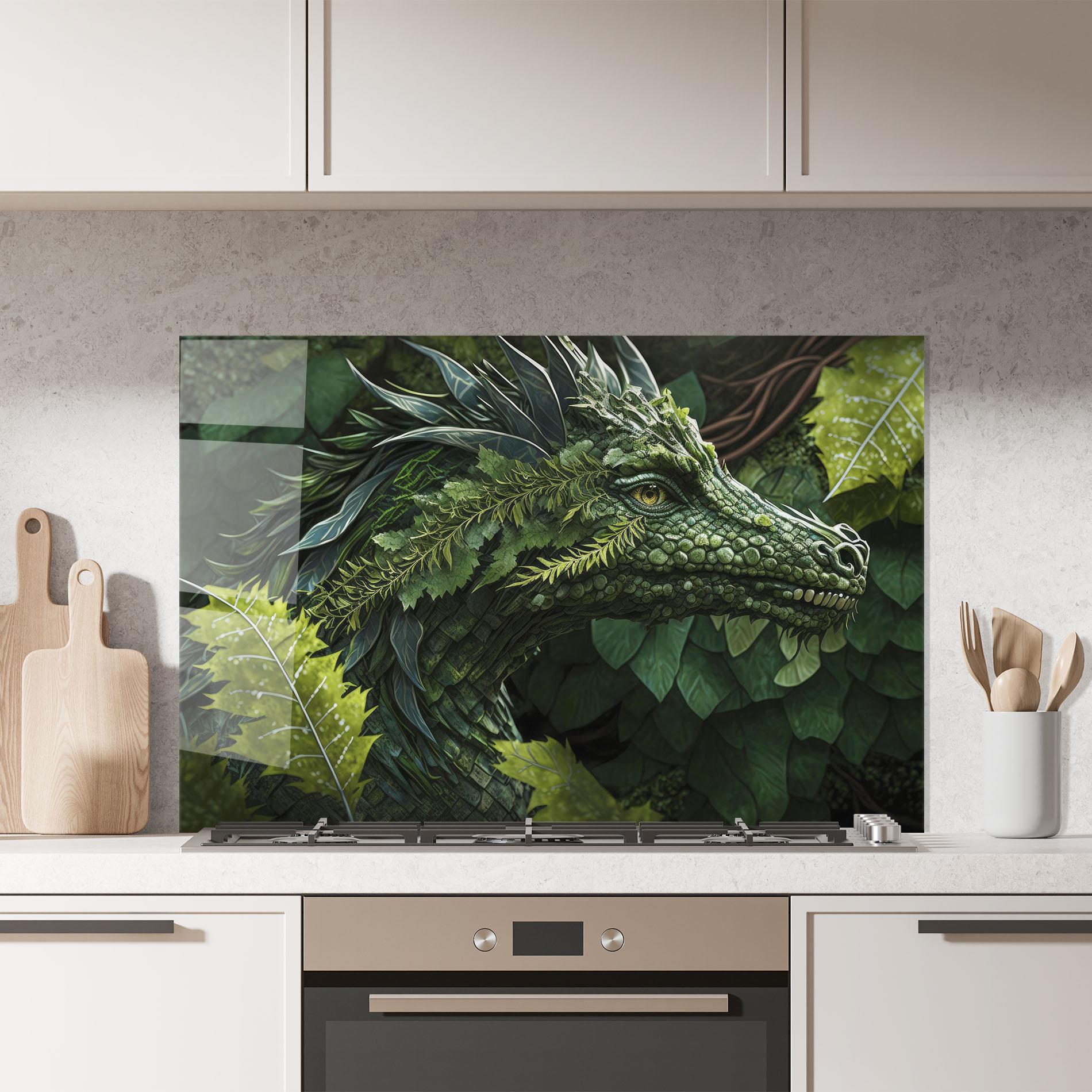 Küchenrückwand Glas Forest Dragon mockup 7