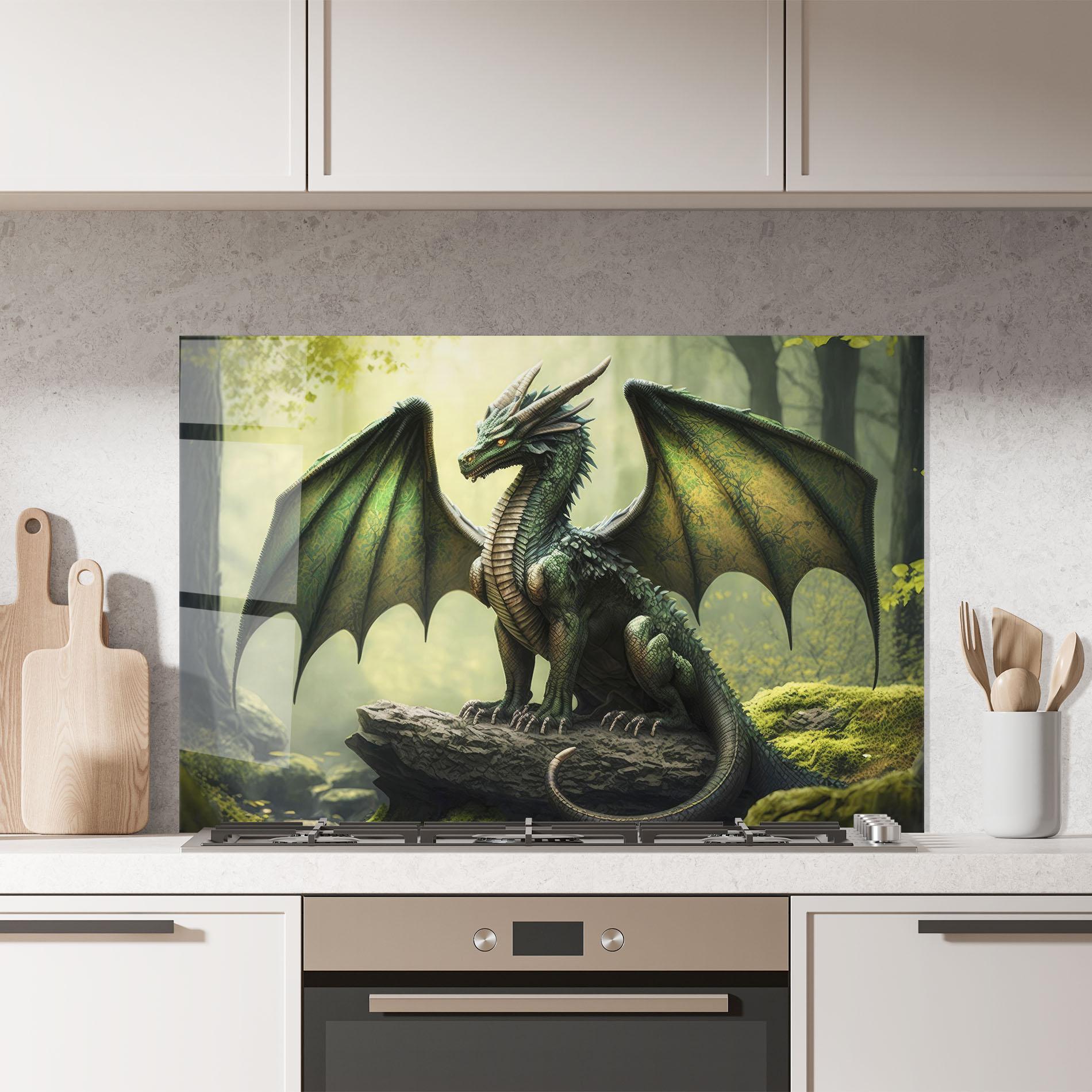 Küchenrückwand Glas Green Dragon mockup 7