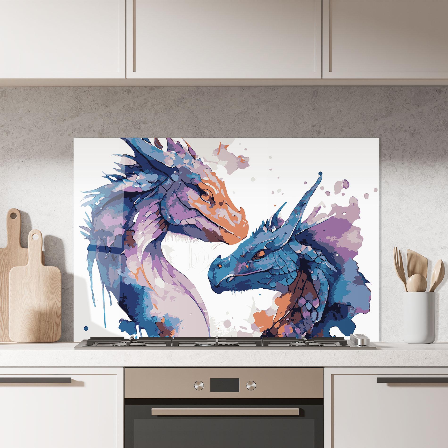 Küchenrückwand Glas Purple Cute Dragon mockup 7