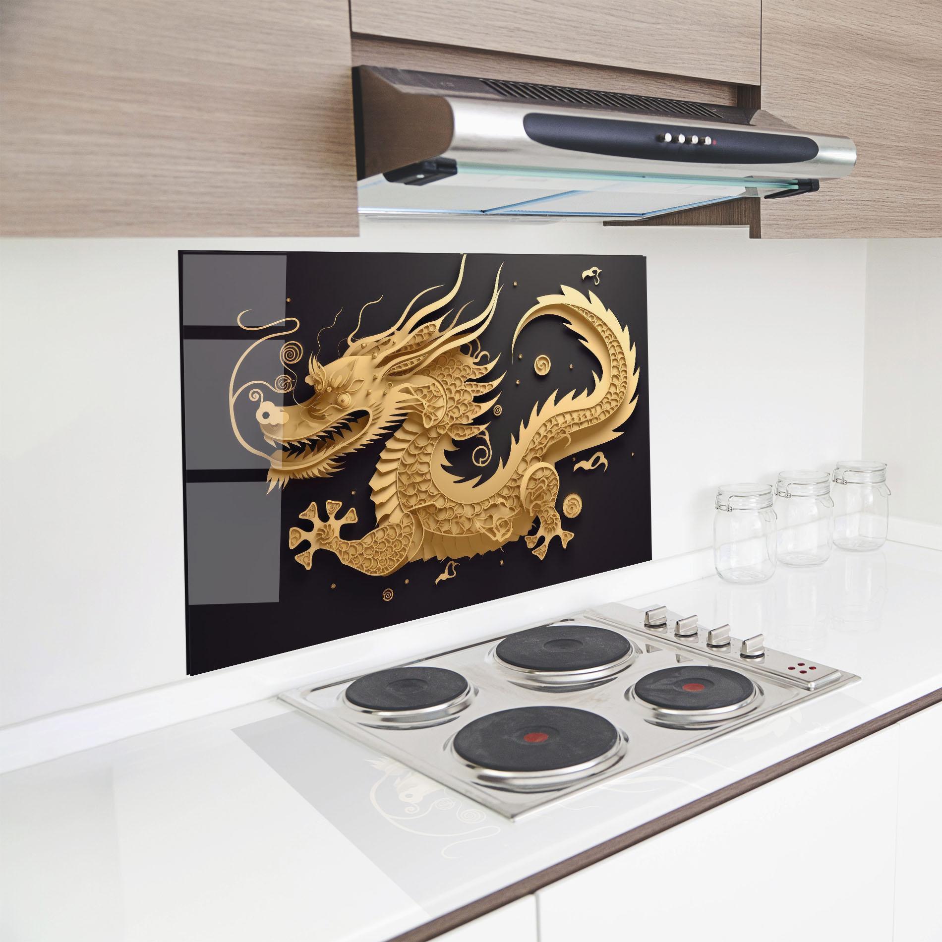 Küchenrückwand Glas Dragon Zodiac Sign mockup 8