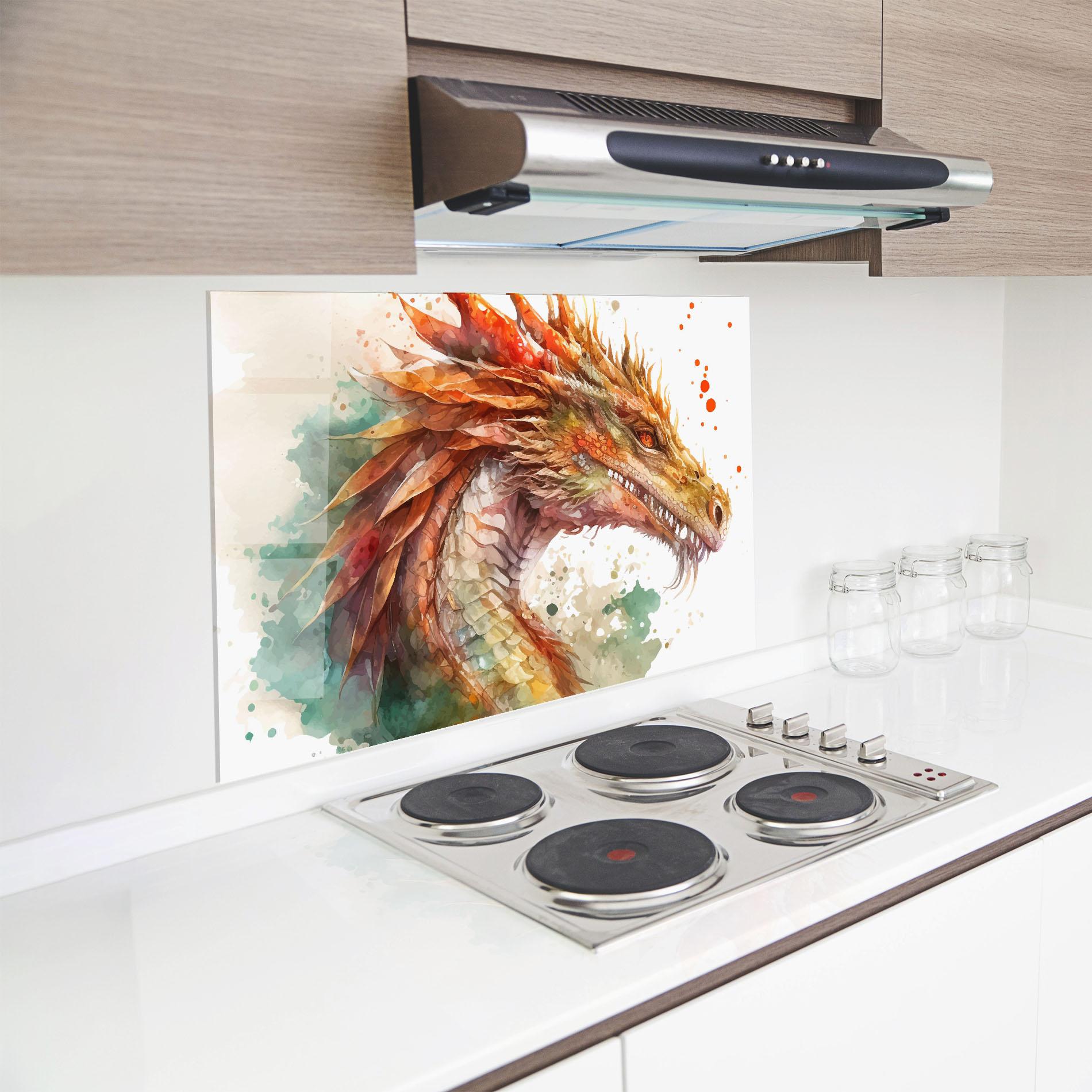 Küchenrückwand Glas Earth Dragon mockup 8