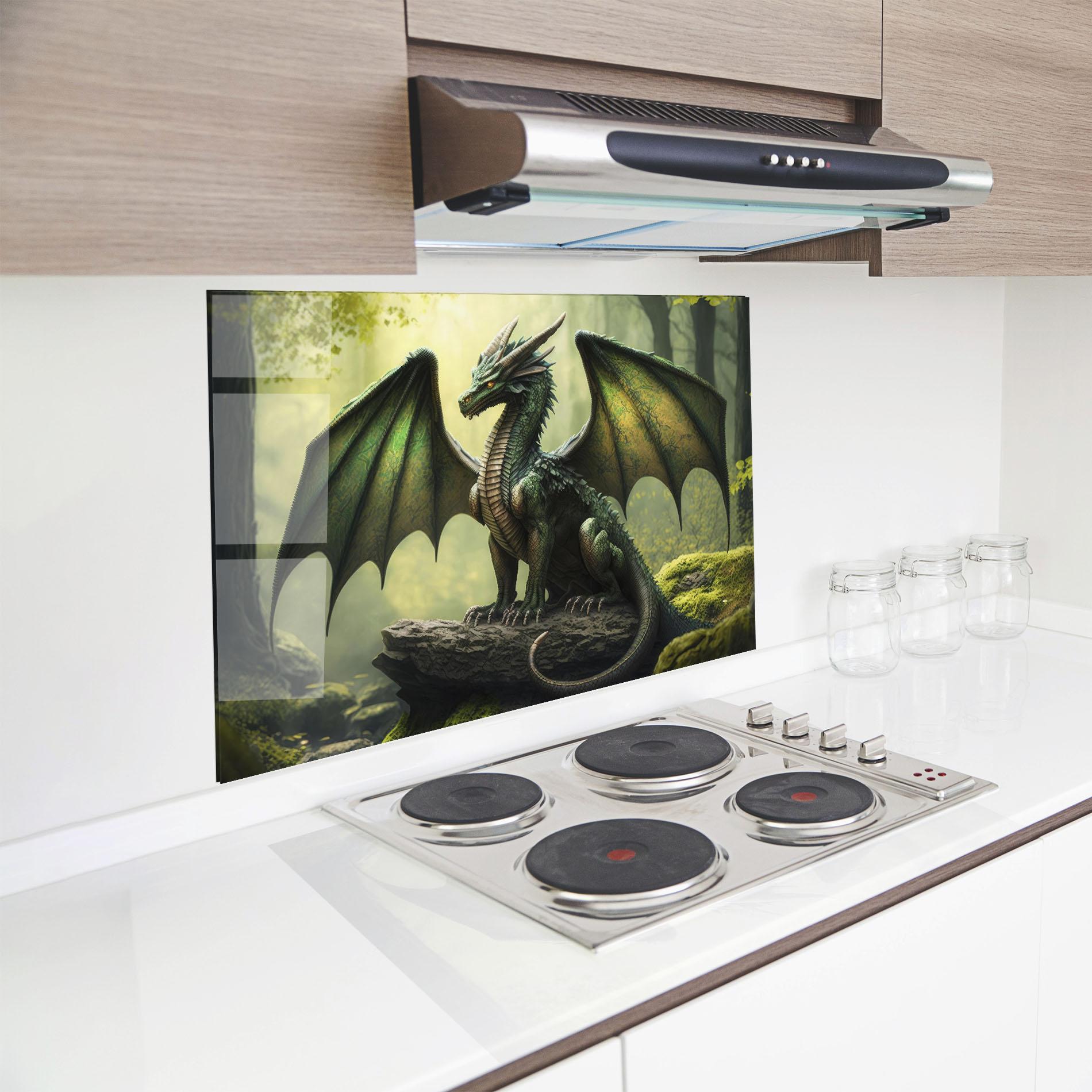 Küchenrückwand Glas Green Dragon mockup 8