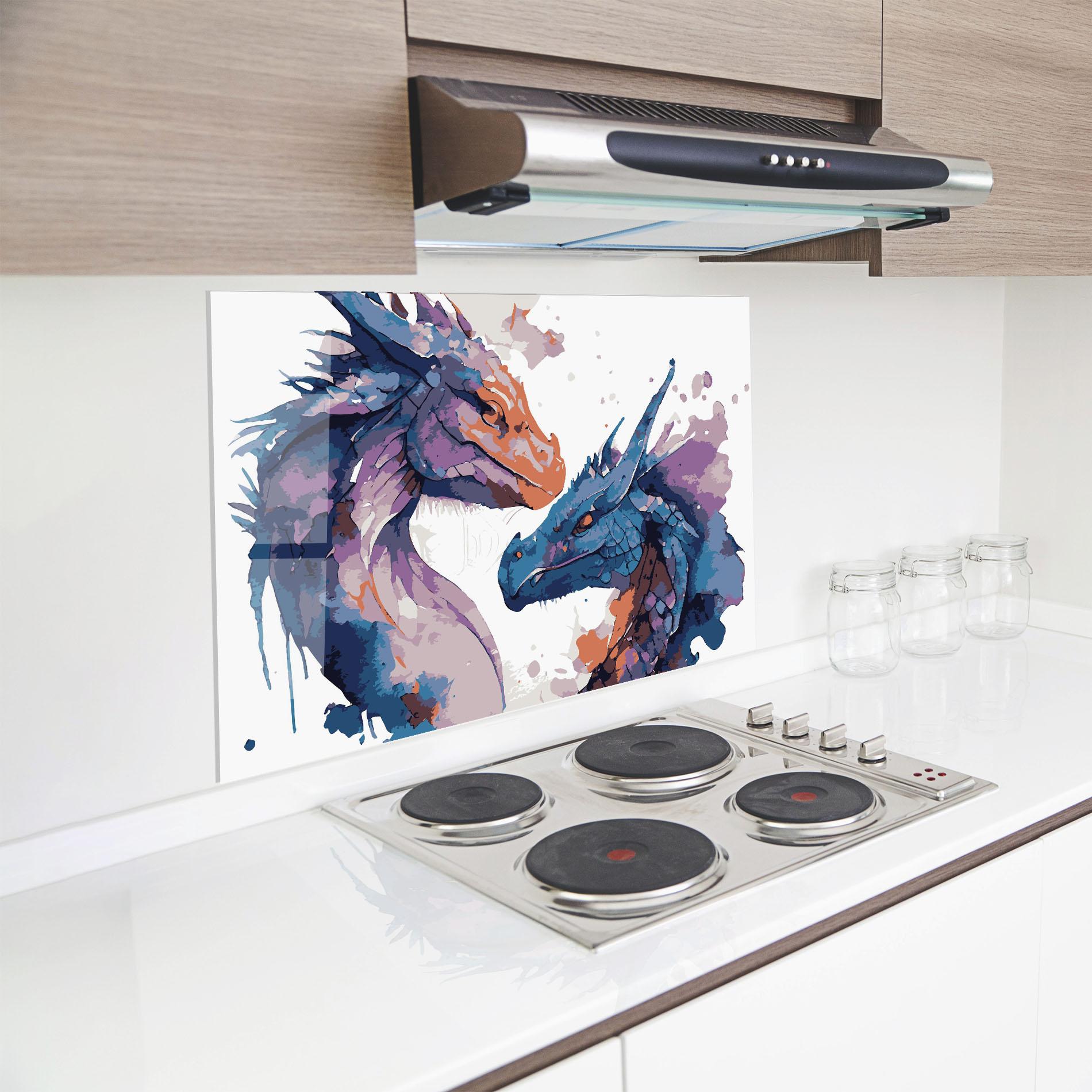 Küchenrückwand Glas Purple Cute Dragon mockup 8