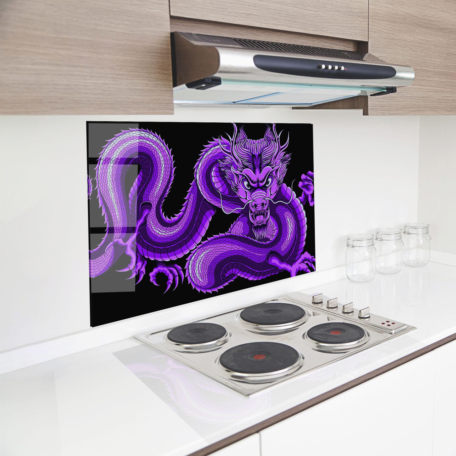 Küchenrückwand Glas Purple Dragon mockup 8