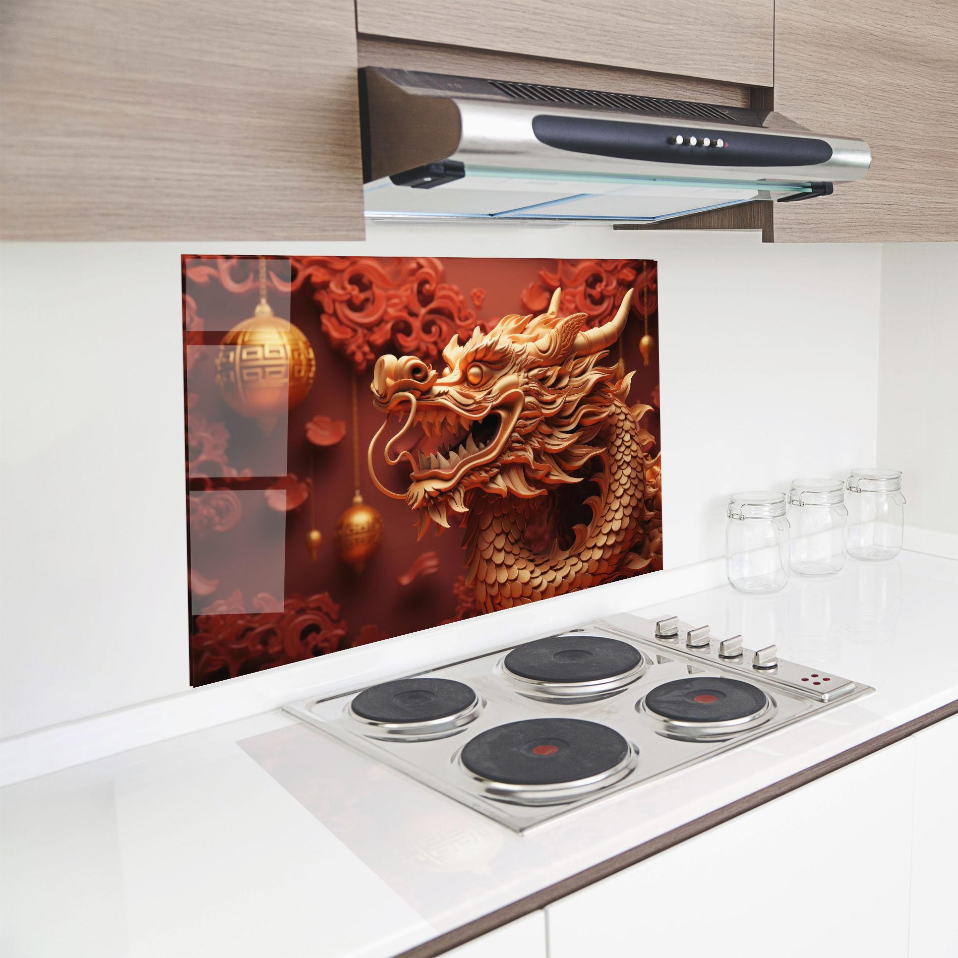 Küchenrückwand Glas Red Chinese mockup 8