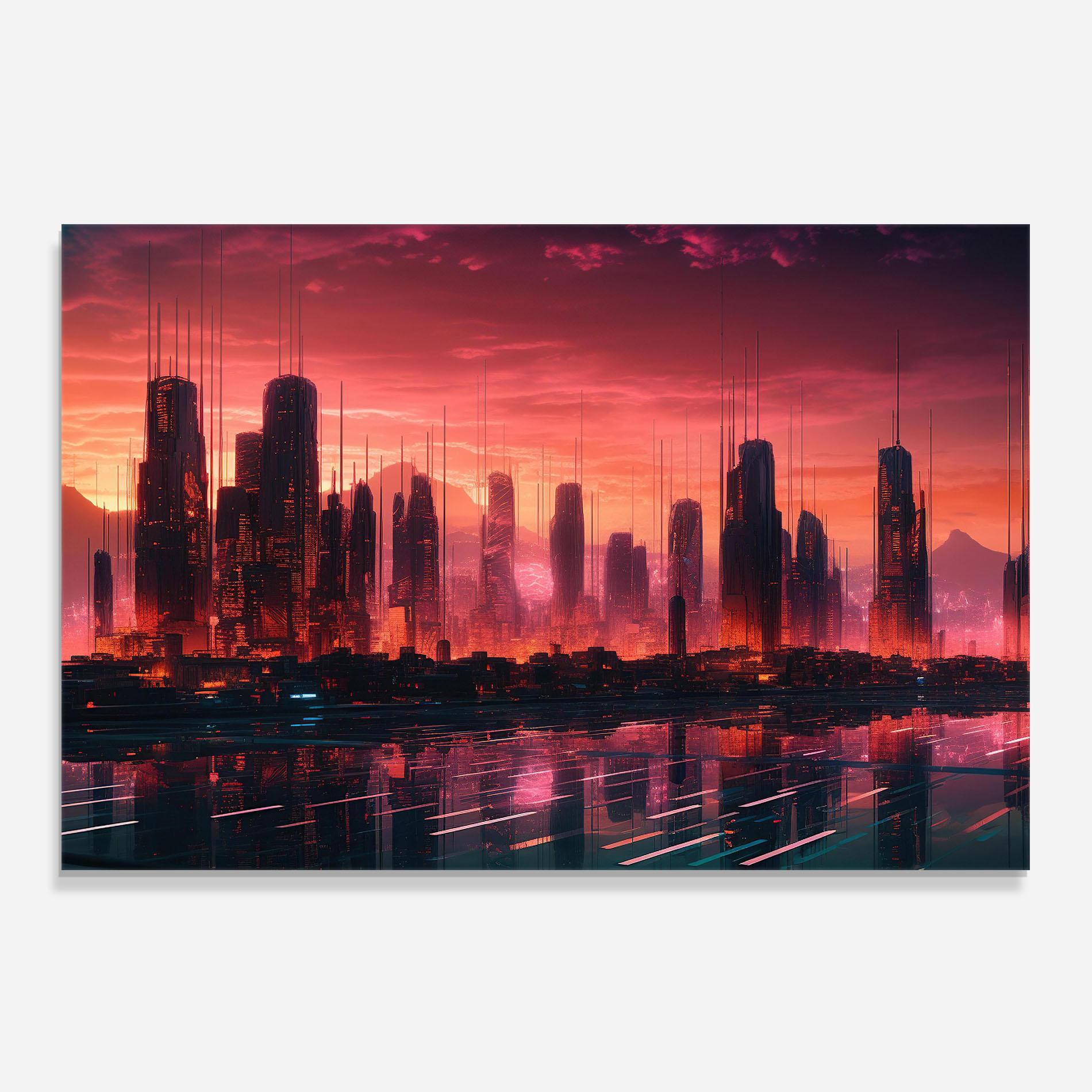 Küchenrückwand Glas Cityscape Tower mockup 0