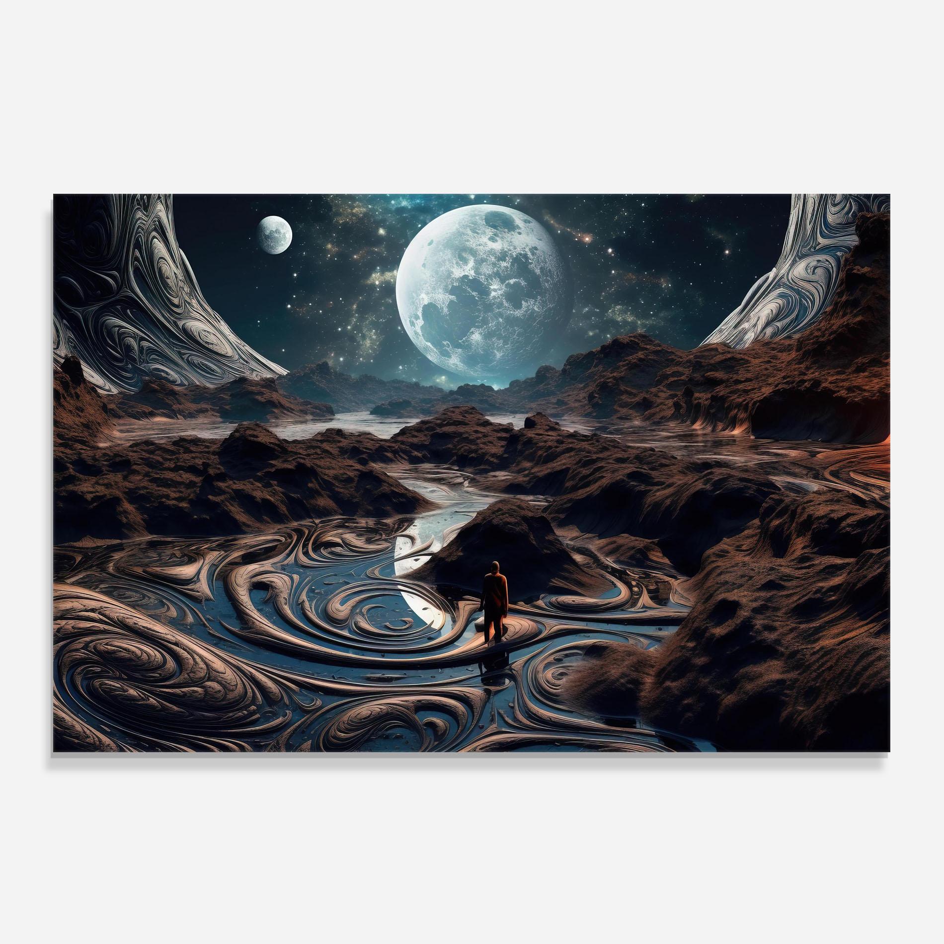 Küchenrückwand Glas Desert Big Moon mockup 0