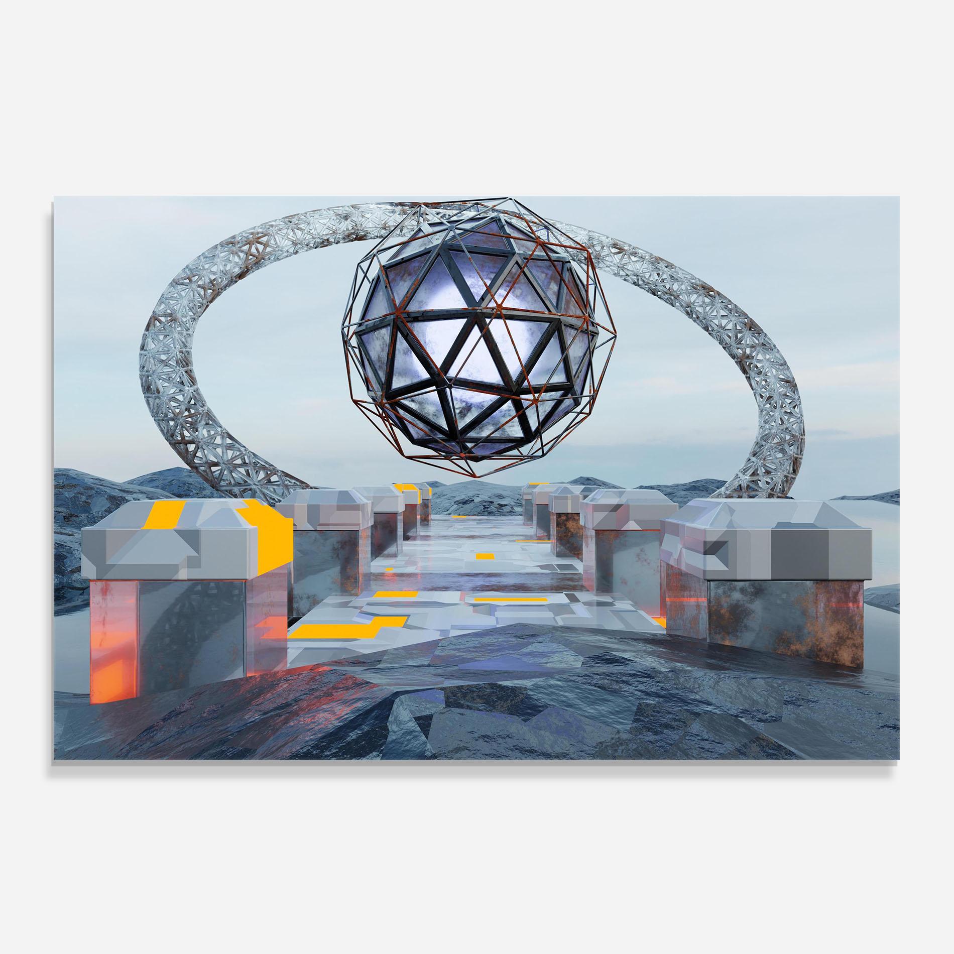 Küchenrückwand Glas Galactic Globe mockup 0