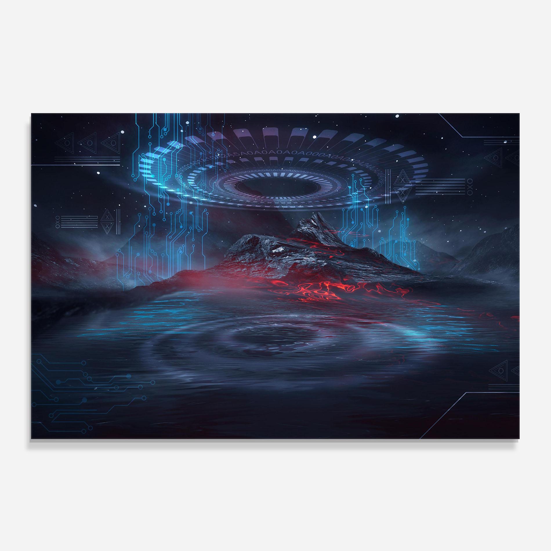 Küchenrückwand Glas Neon Space Galaxy mockup 0
