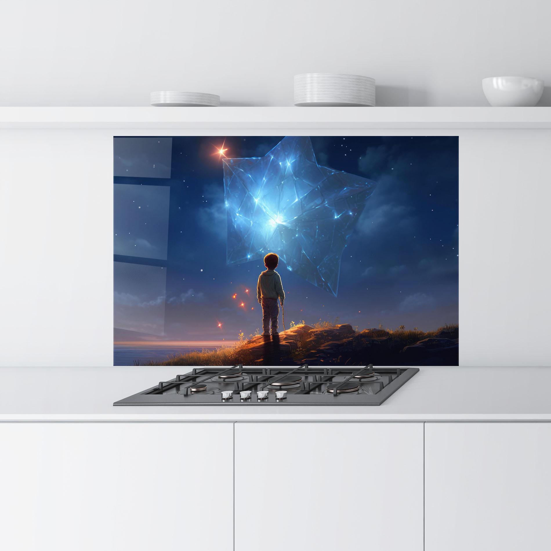 Küchenrückwand Glas Blue Star Floating mockup 9