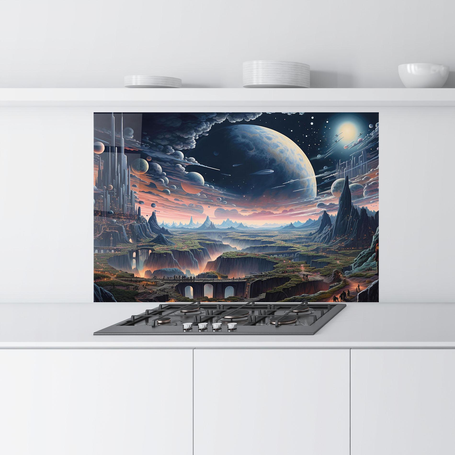 Küchenrückwand Glas Celestial Chronicler mockup 9
