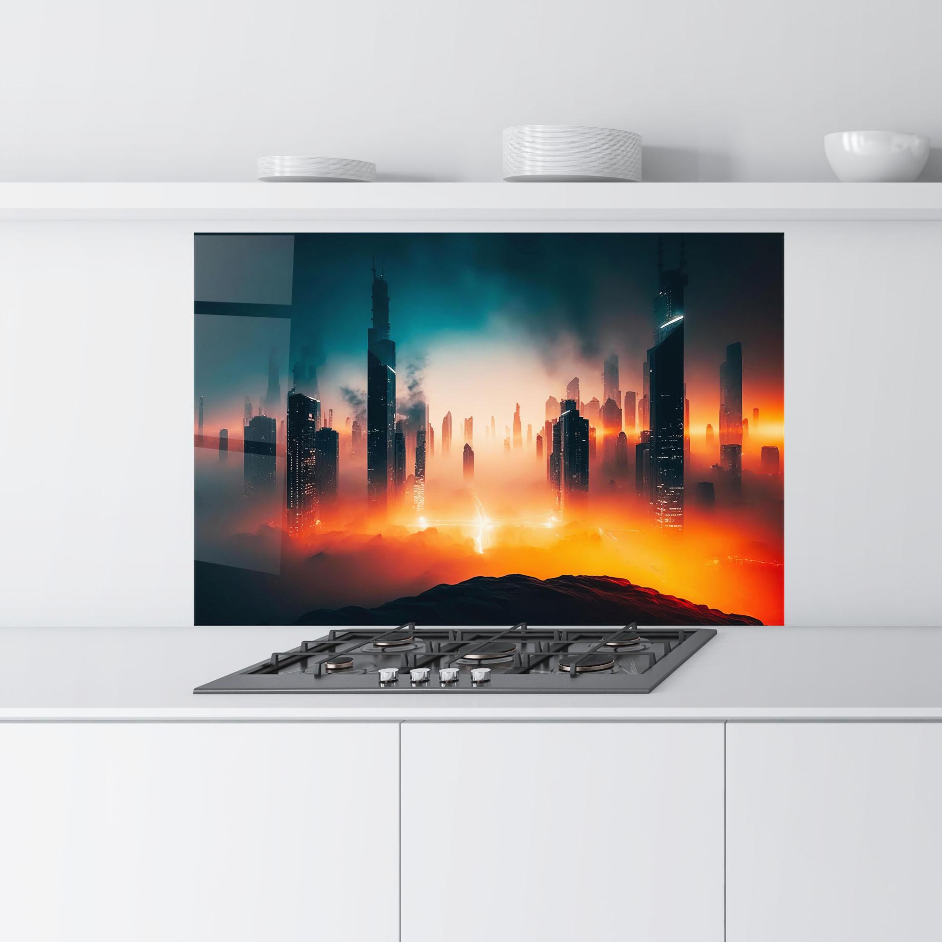 Küchenrückwand Glas City S Skyline mockup 9