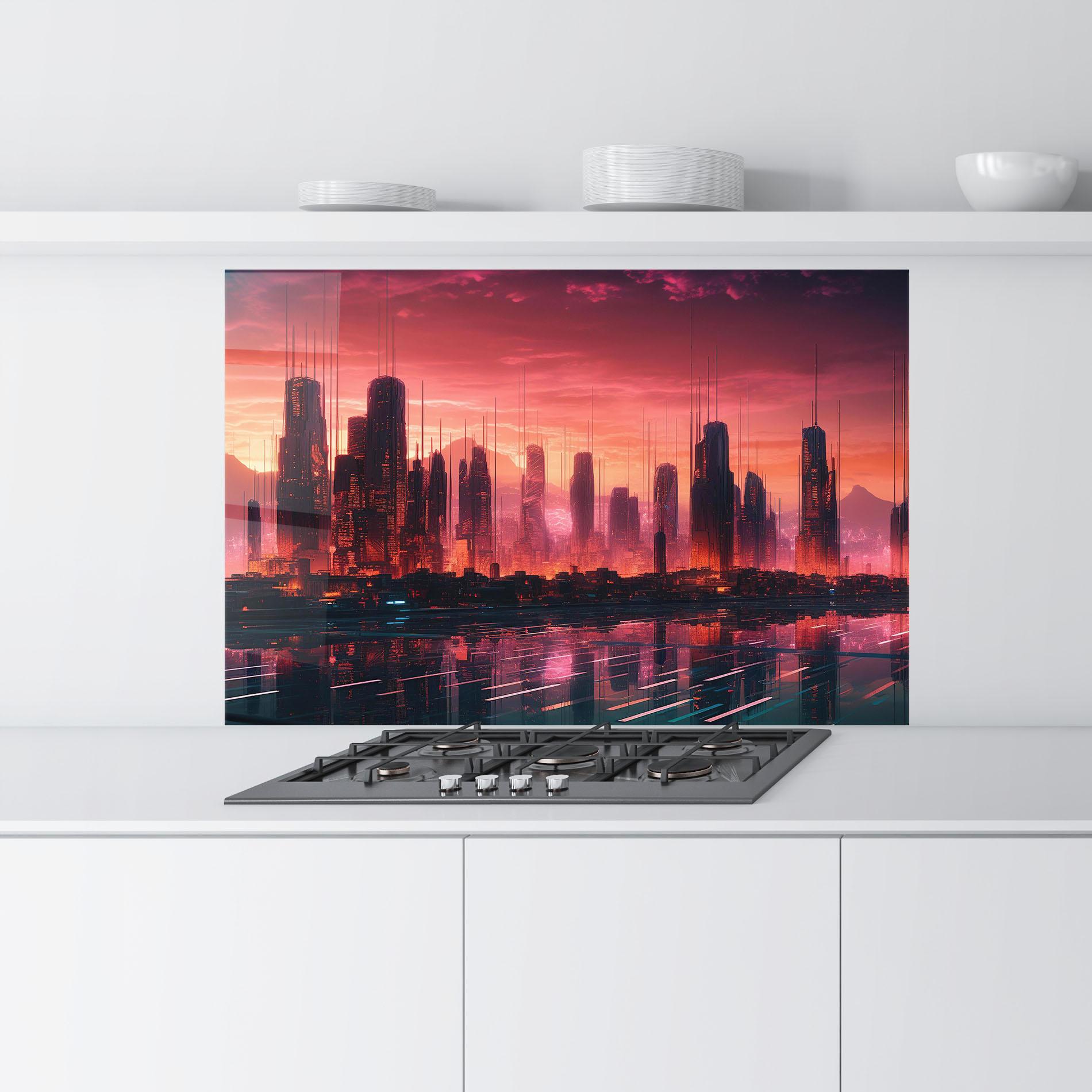 Küchenrückwand Glas Cityscape Tower mockup 9