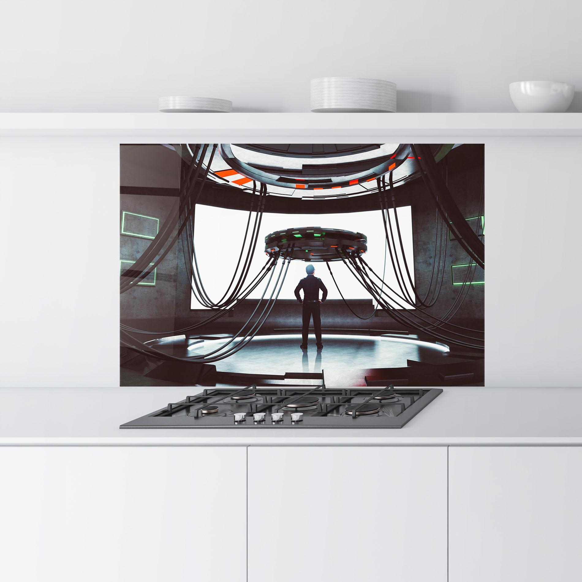 Küchenrückwand Glas Cyber Chronicle mockup 9
