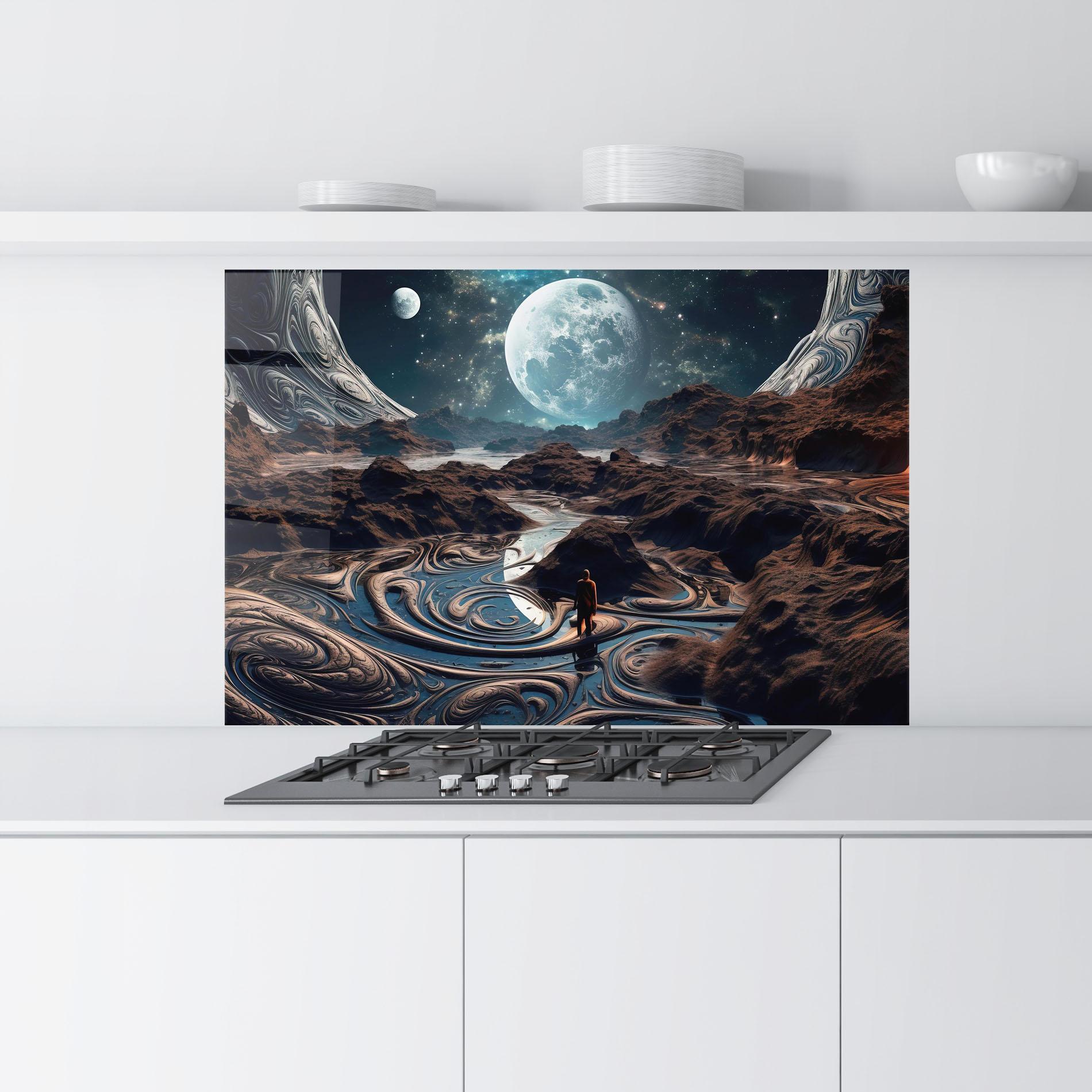 Küchenrückwand Glas Desert Big Moon mockup 9